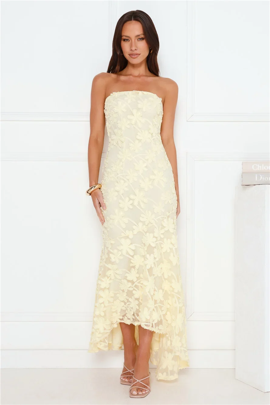 Urban Petal Strapless Maxi Dress Yellow