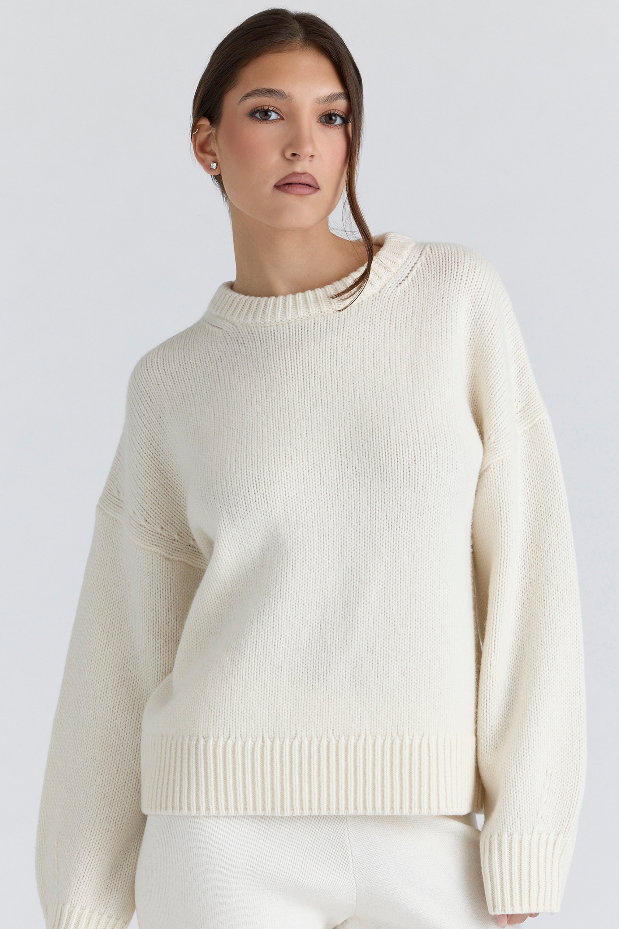 Ivory Wool Chunky Knit Sweater