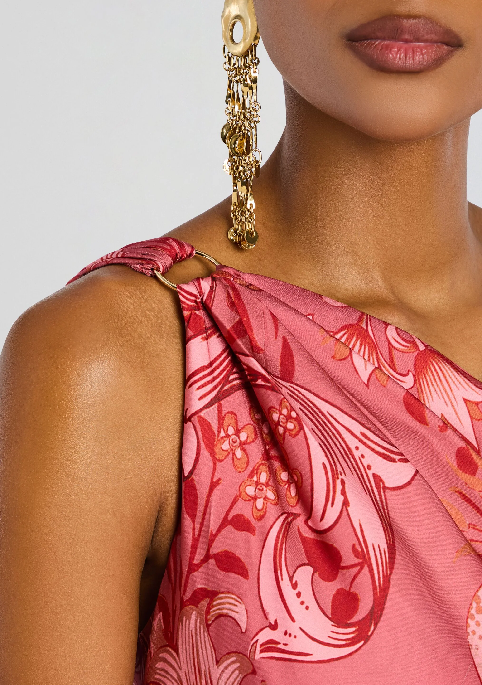 Vine One Shoulder Sash Dress