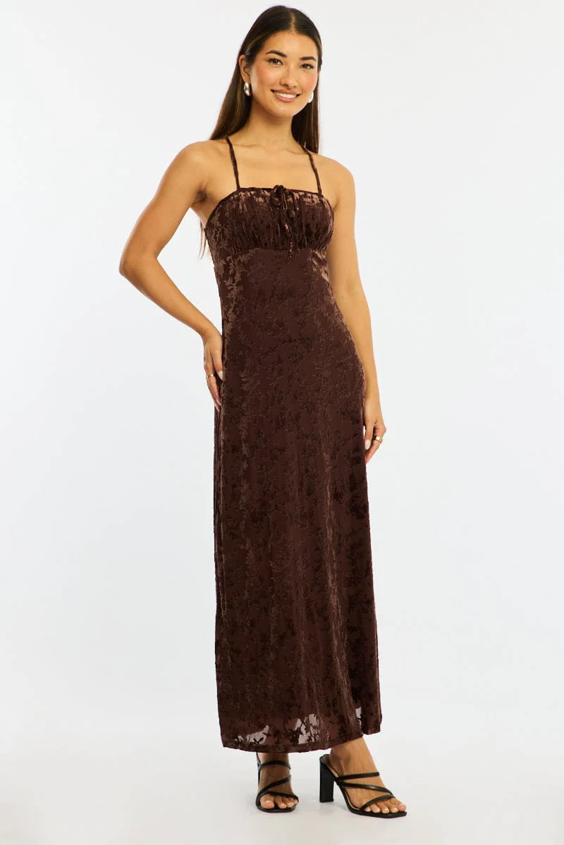 Brown Midi Dress Strappy
