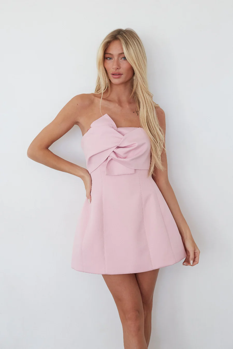 Alix Twist Front Bubble Mini Dress