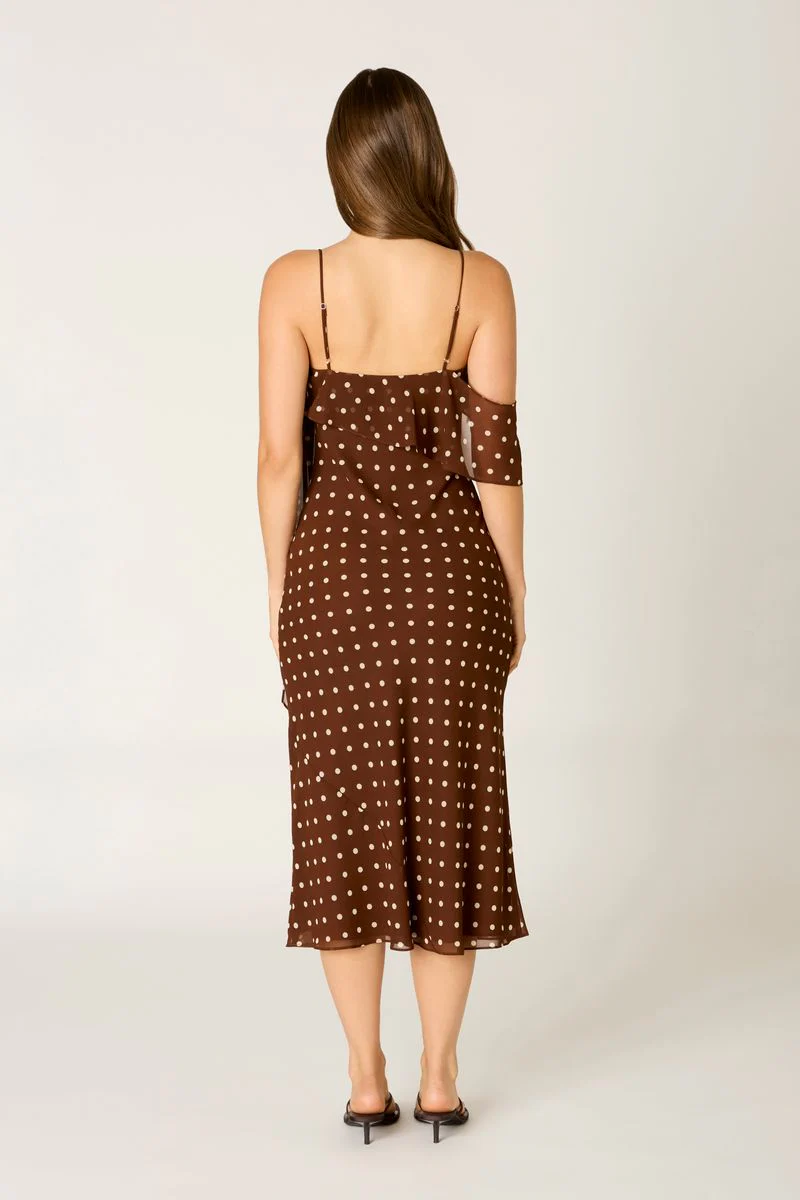 Chiffon Polka Dot Midi Dress