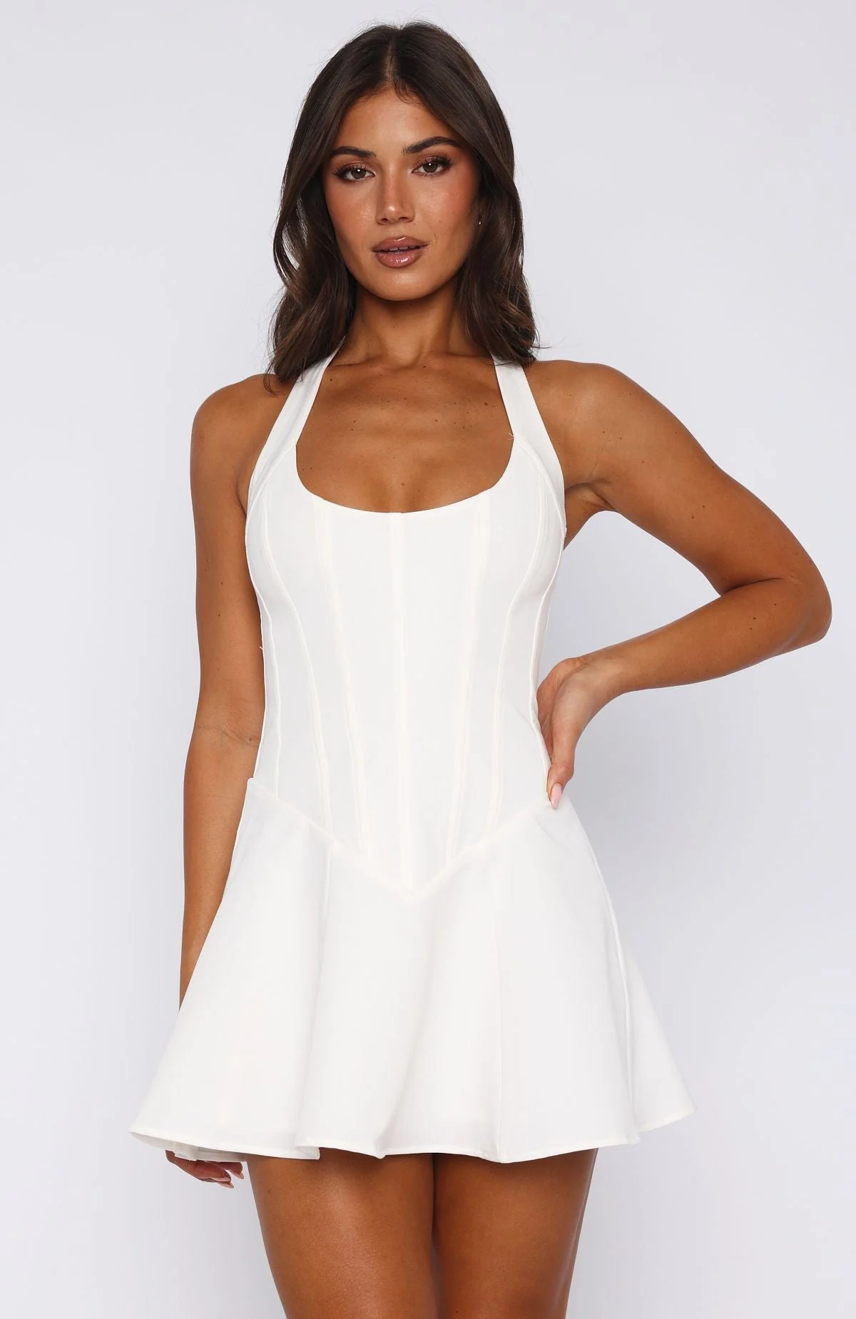 We Belong Halter Mini Dress White