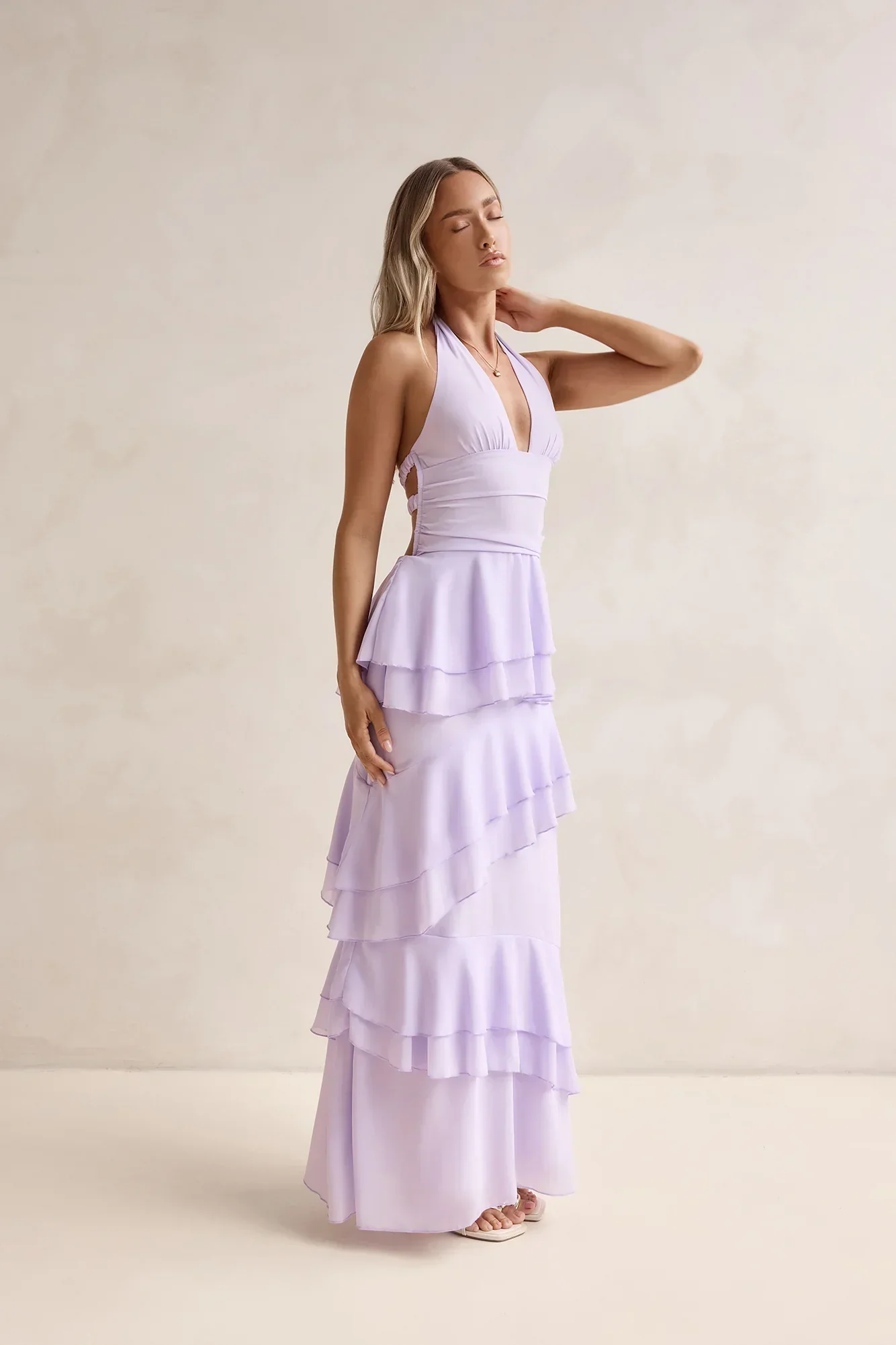 Path Of Fate Halter Maxi Dress Lilac
