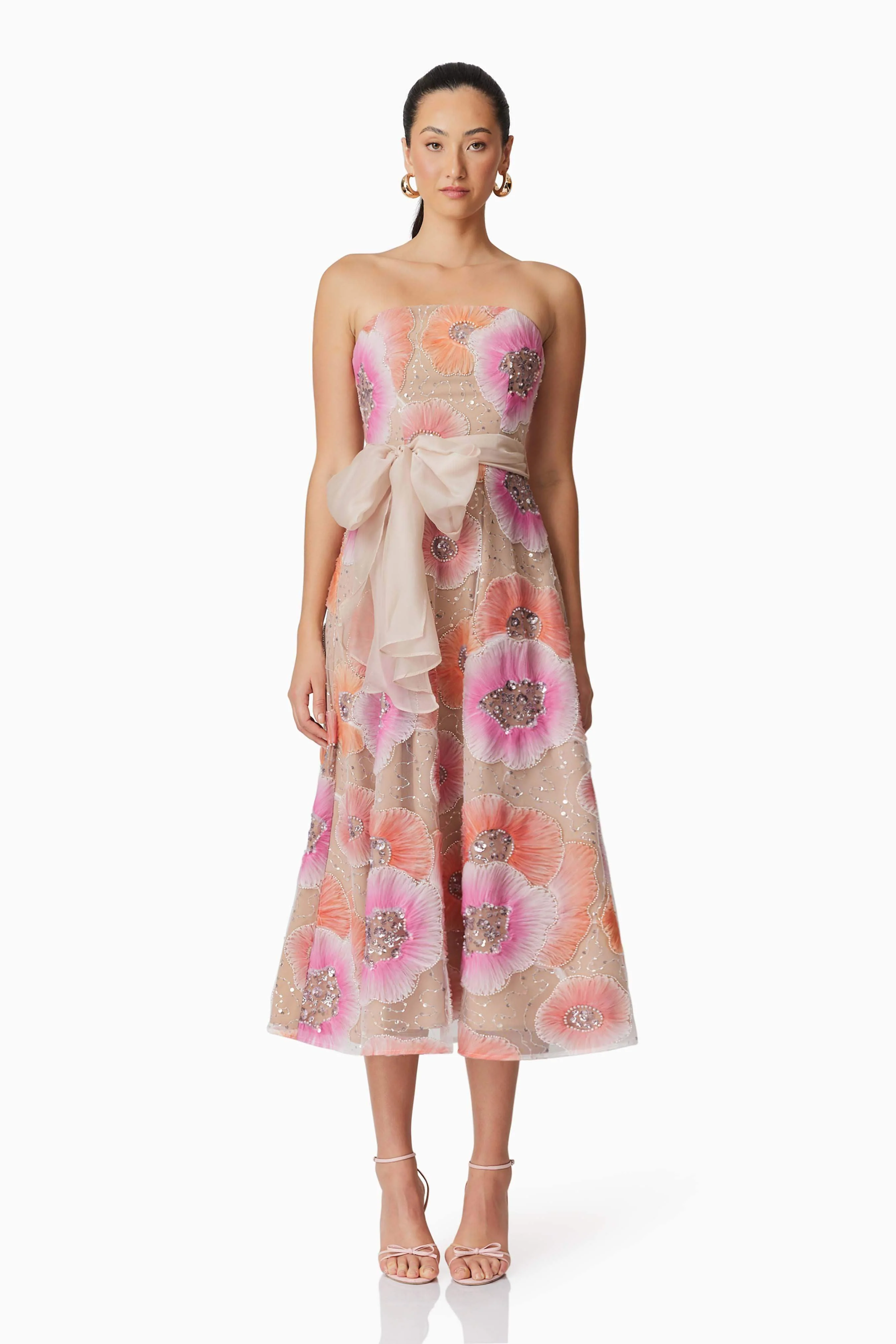 Brittany A-Line Midi Dress in Pink