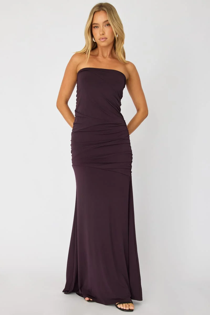 Purple Strapless Maxi Dress