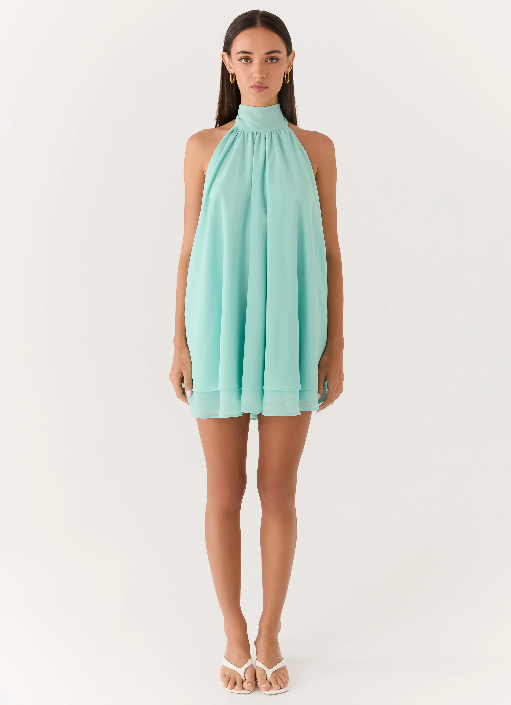 Lyrah Halter Mini Dress - Mint - luluinthesky