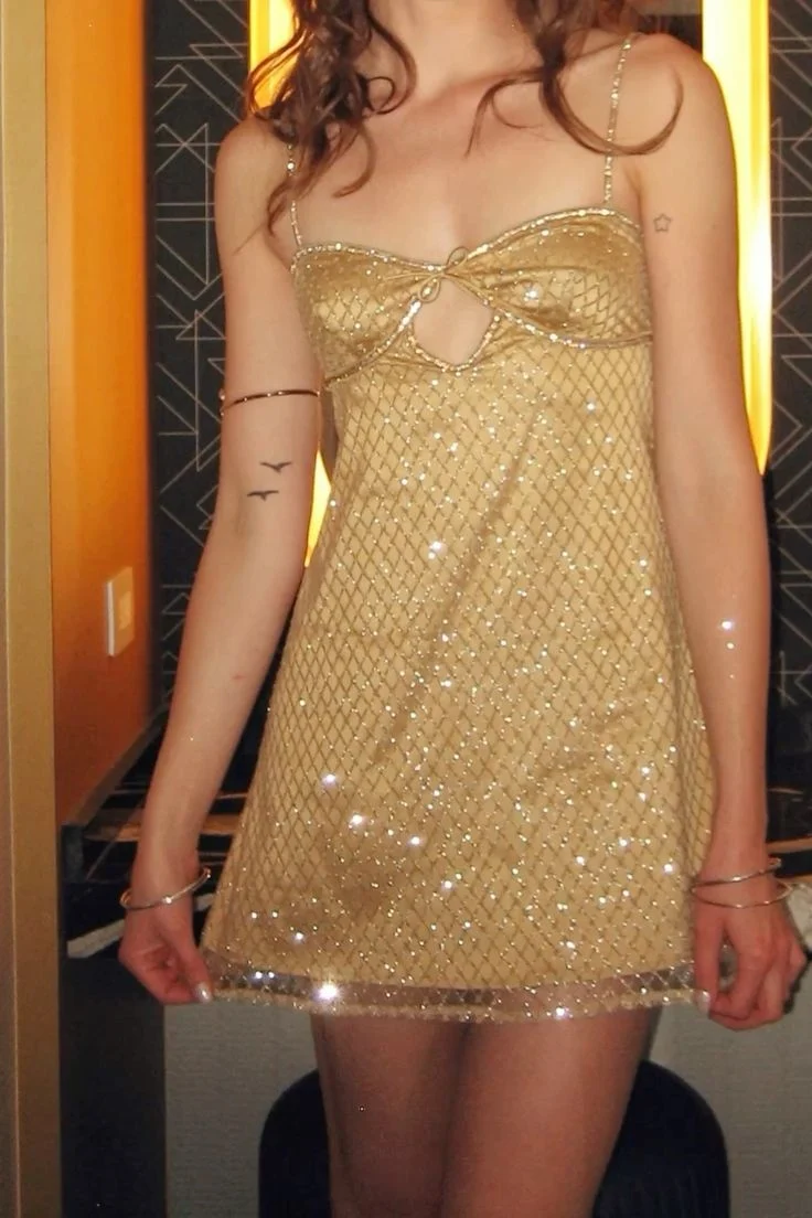 Gold Tulle A-Line Party Dress