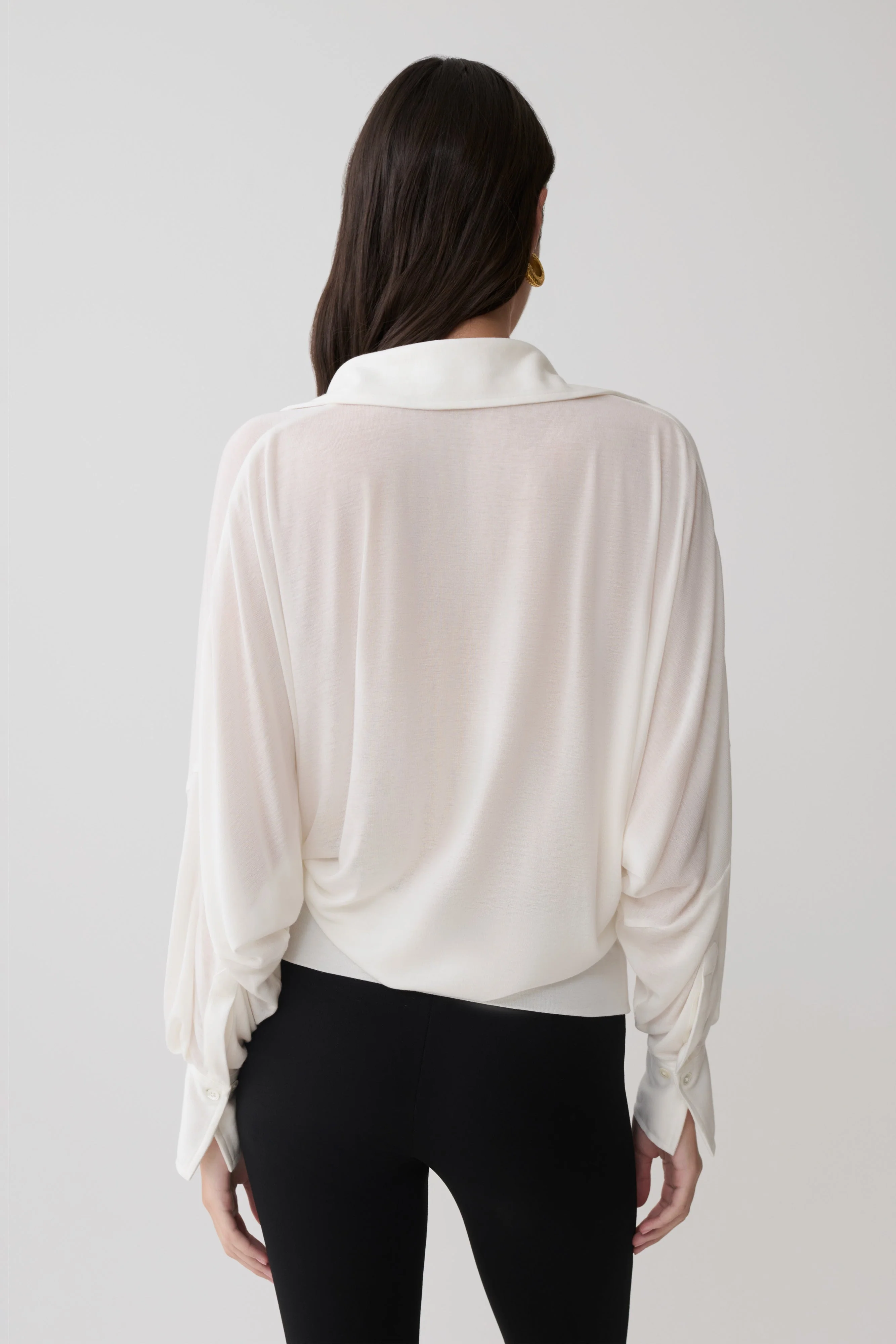 Berkley Draped Long Sleeve Shirt - White