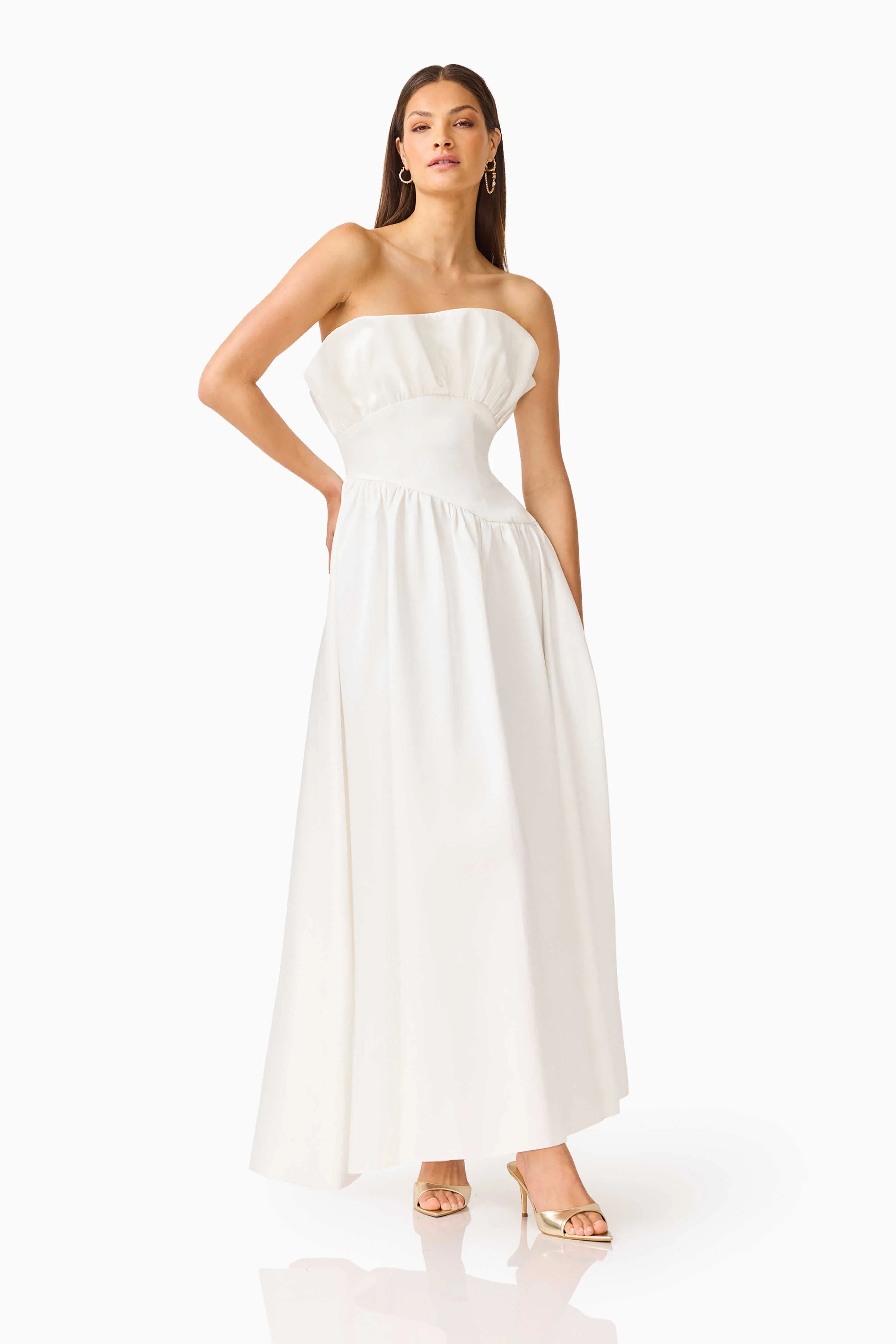 Laurel Sleeveless Maxi Dress in Pearl White