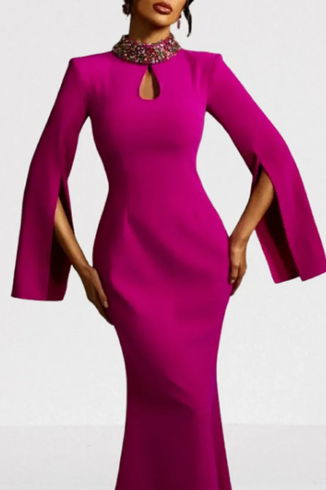 Laksha Cape Sleeve Cutout Maxi Dress
