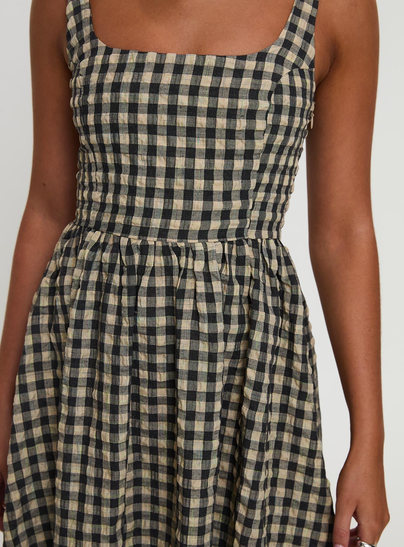 Cartmel Check Maxi Dress Black / Cream - luluinthesky