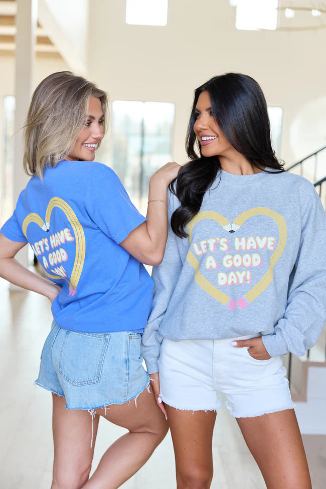 Pencil Heart Light Grey Graphic Sweatshirt