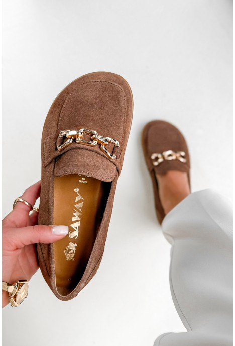 Brązowe zamszowe mokasyny barefoot Carella