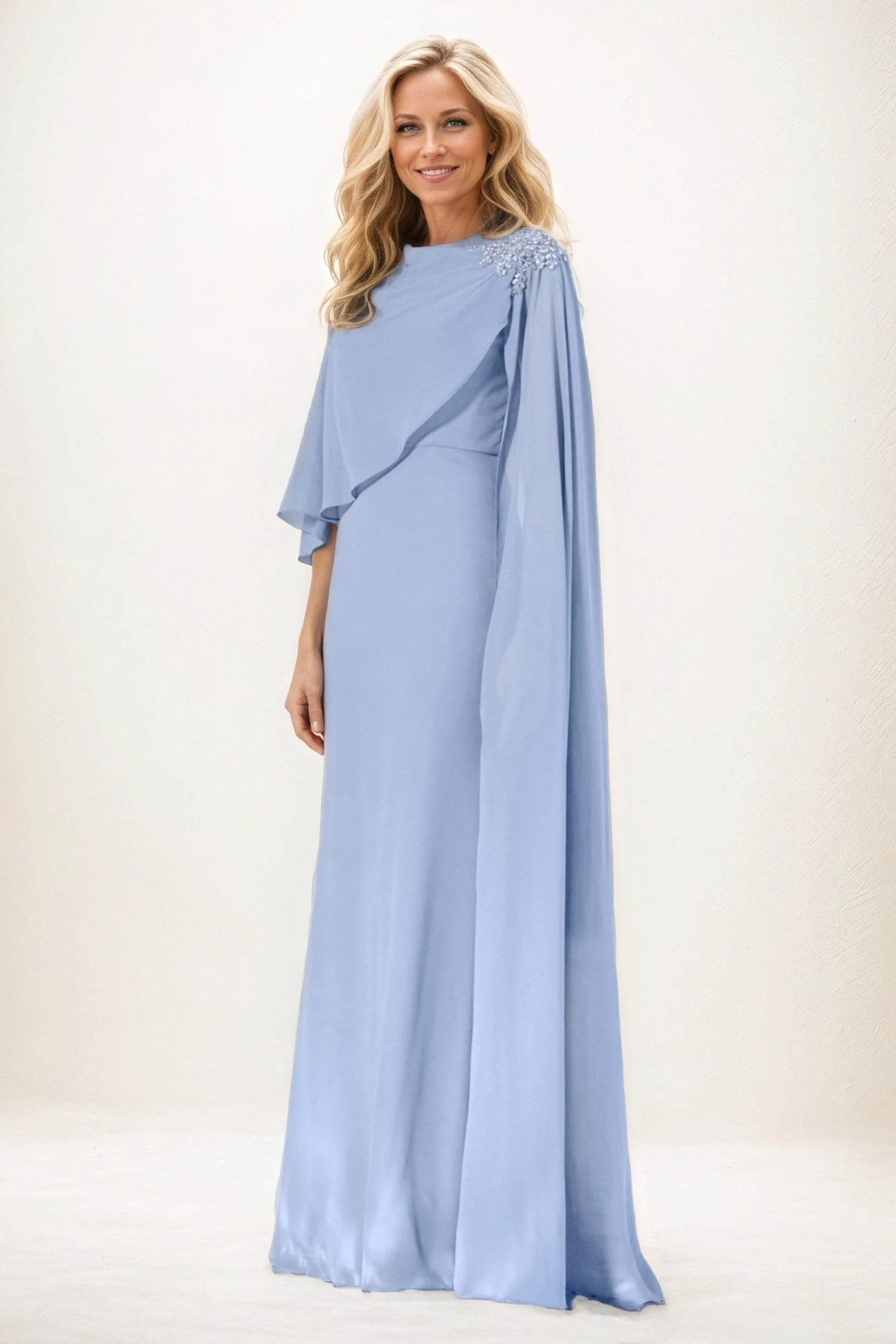 Sheath-Column Maxi Chiffon Mother of the Bride Dresses CM0388