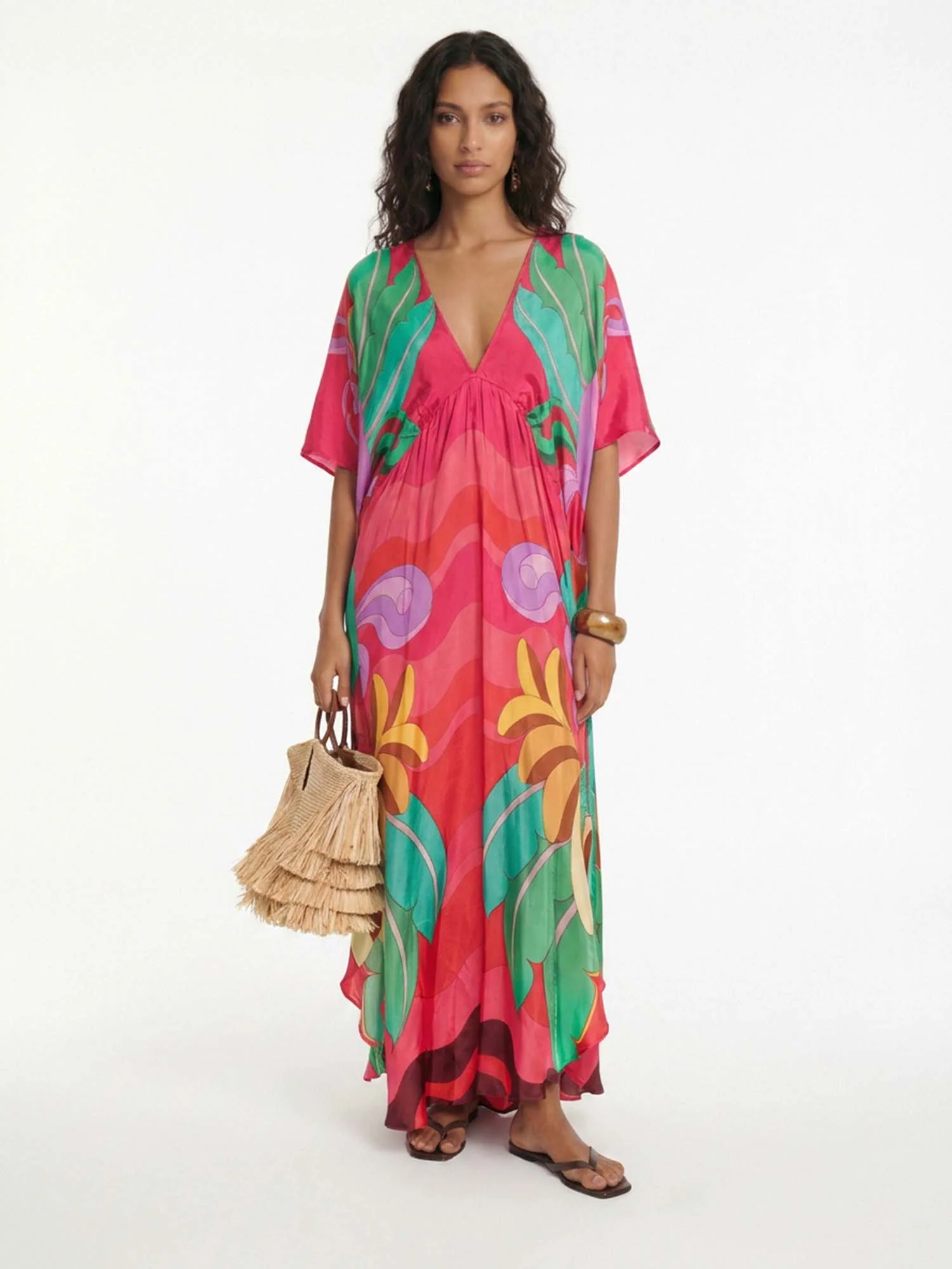 Vibrant Tropical Flow Maxi Dress