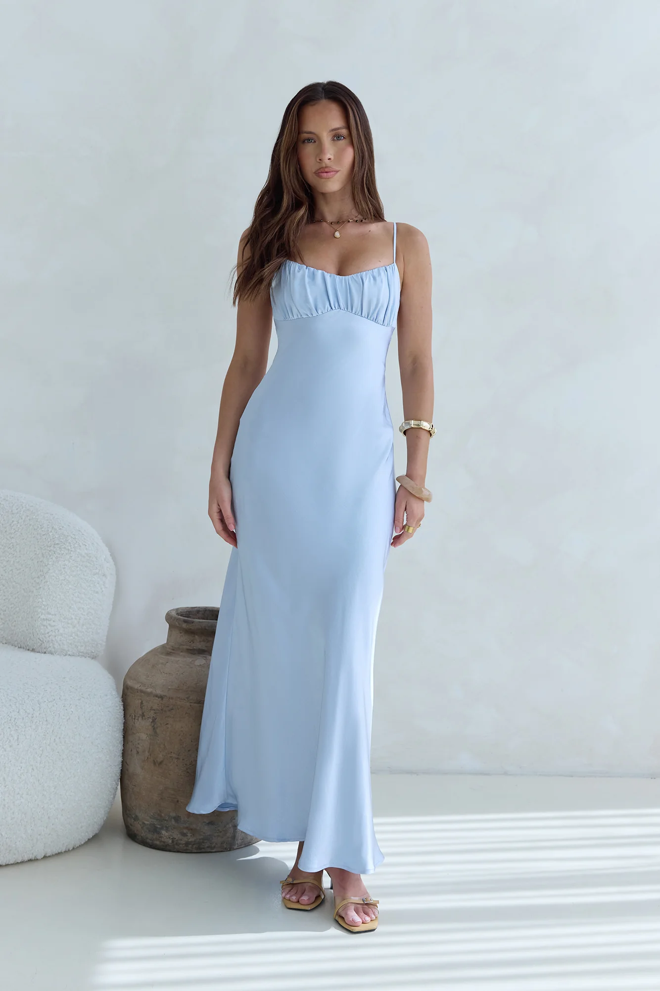 Love And Desire Satin Maxi Dress Blue - luluinthesky