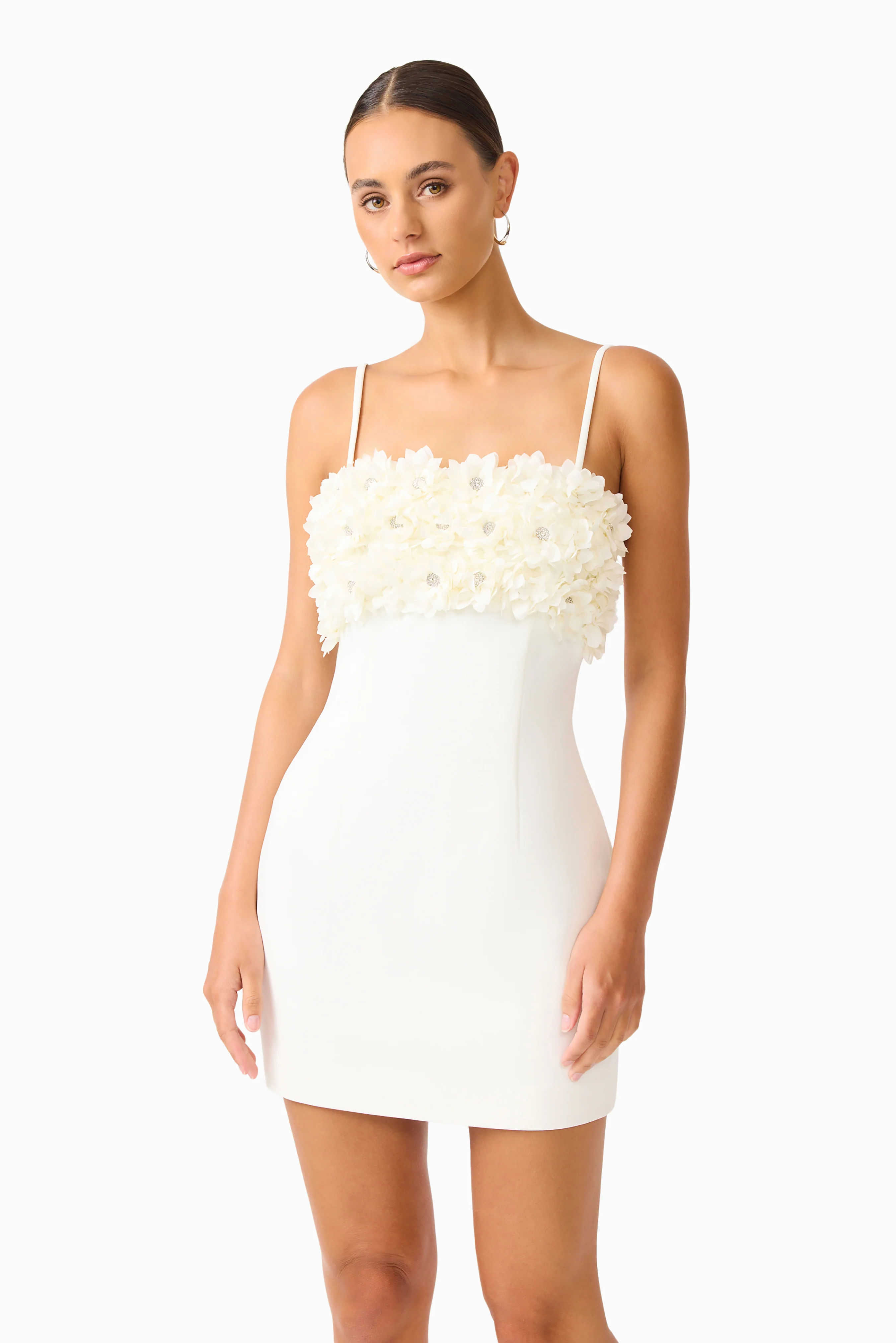 Solenne Party Mini Dress in White - FASHION NOB