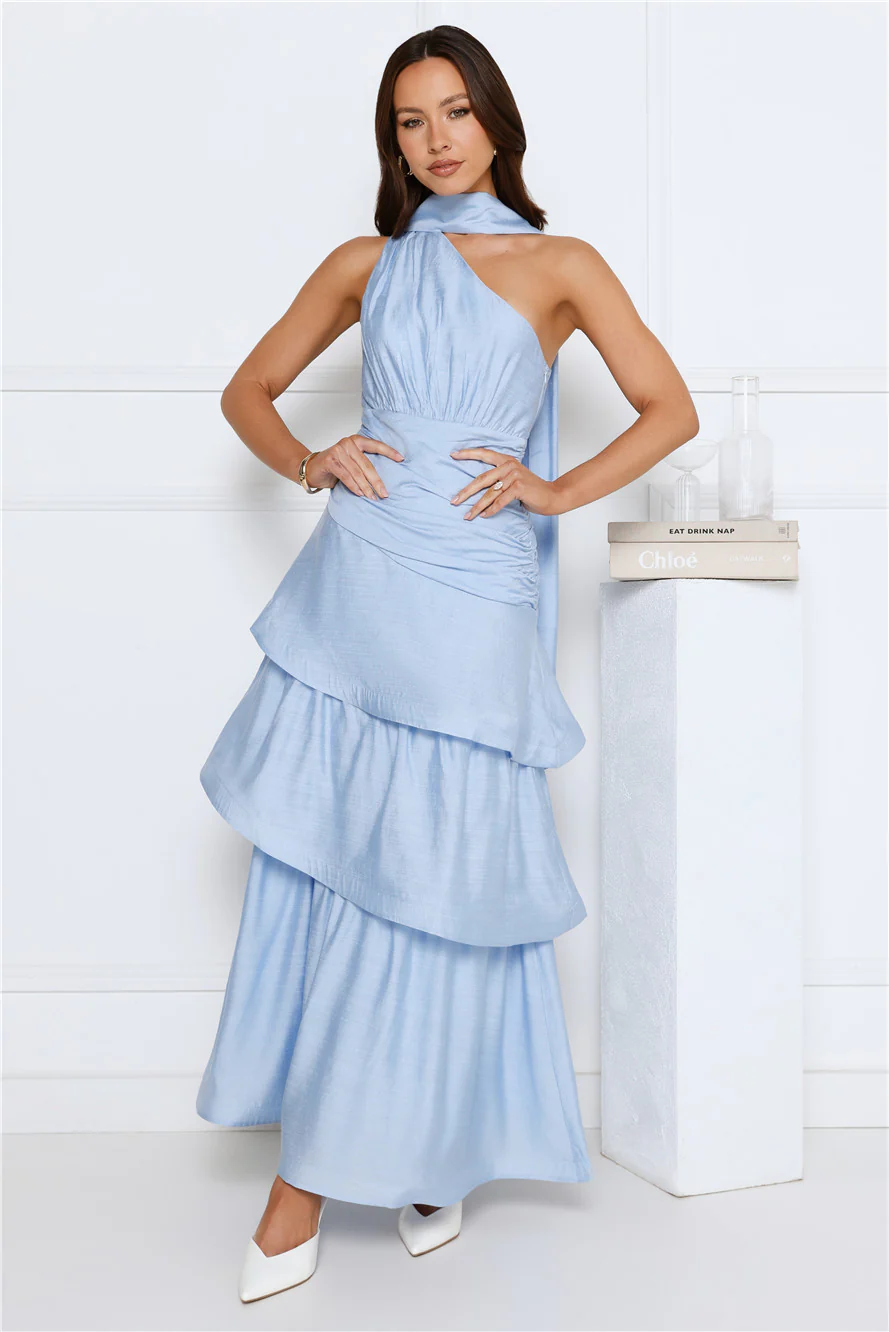 Cara One Shoulder Maxi Dress Blue