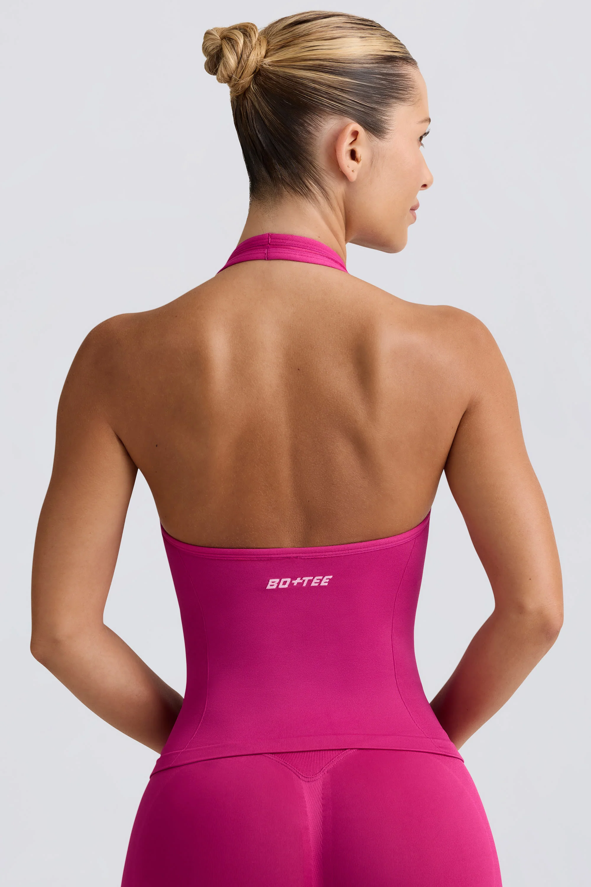 Define Luxe Halterneck Tank Top in Berry