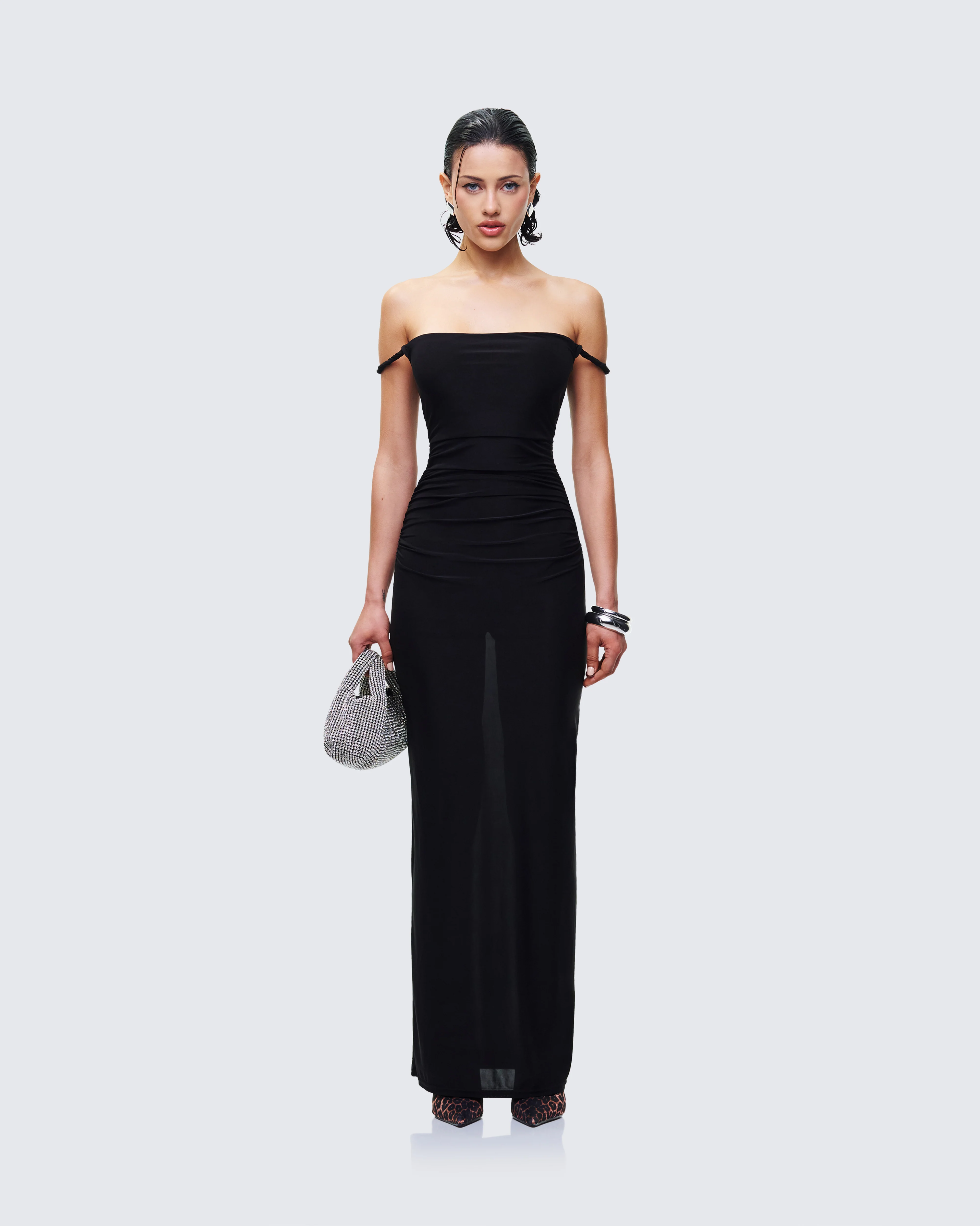 Elaris Black Twist Strap Maxi Dress