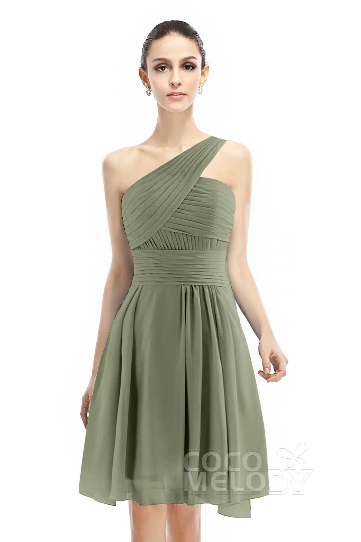 A-Line Knee Length Chiffon Bridesmaid Dress COZK1401C