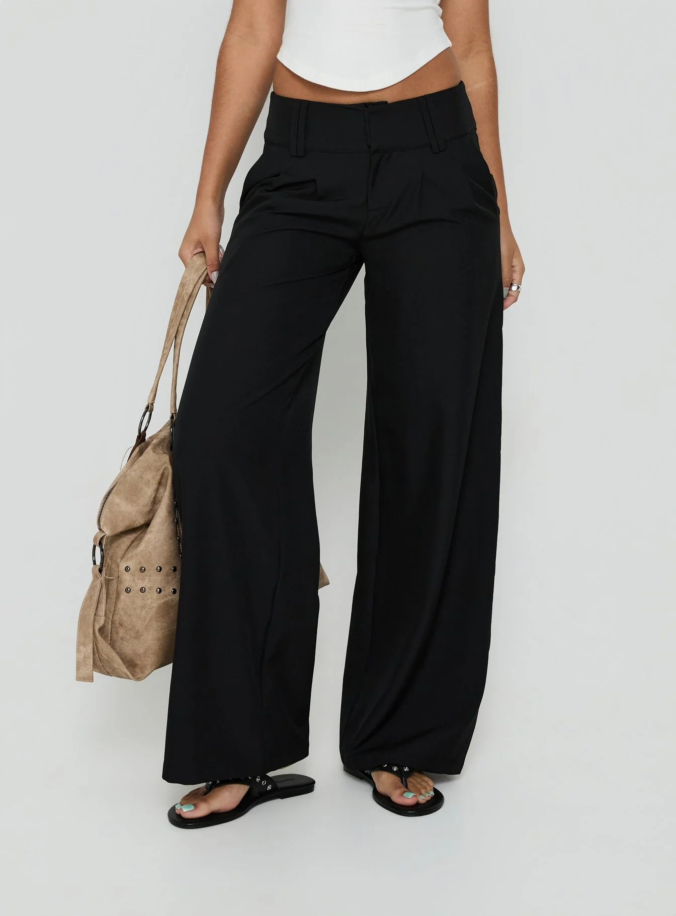 Loved Up Low Rise Baggy Pants Black