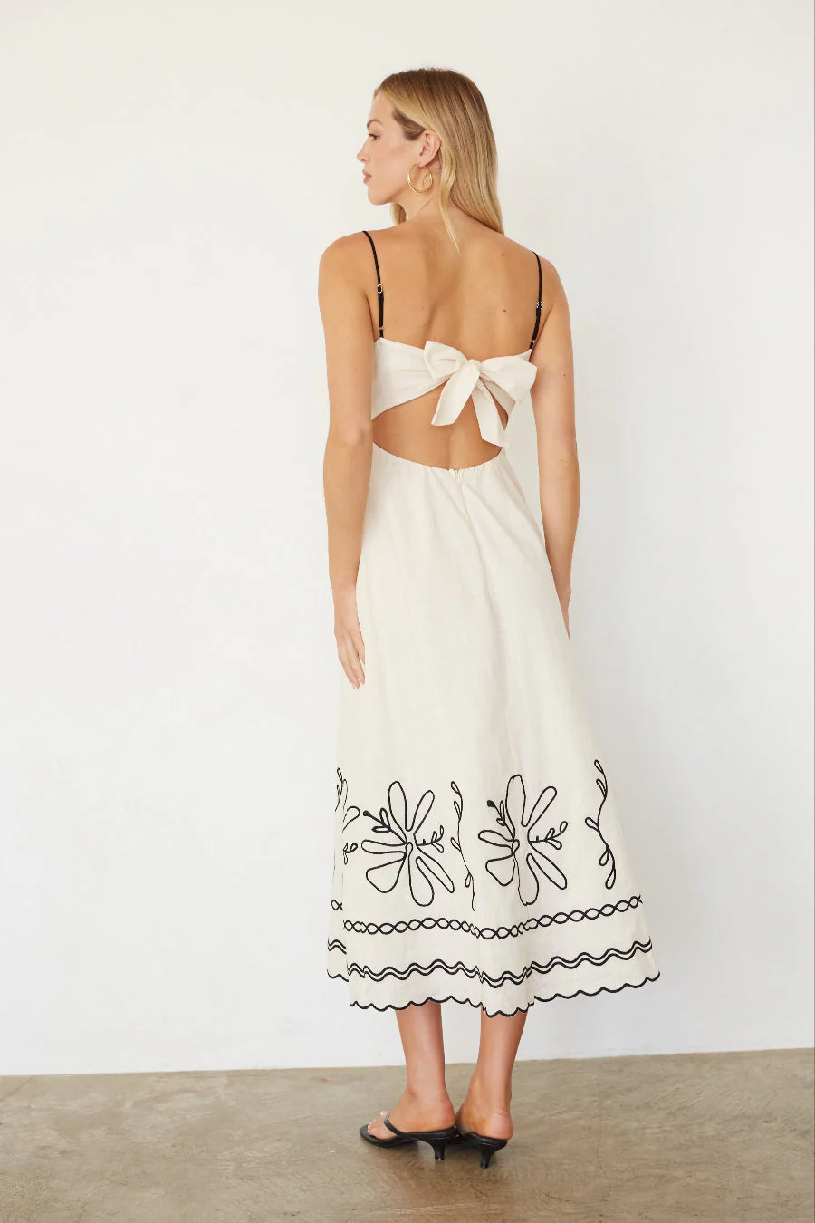 Kinsley Embroidered Linen Midi Dress