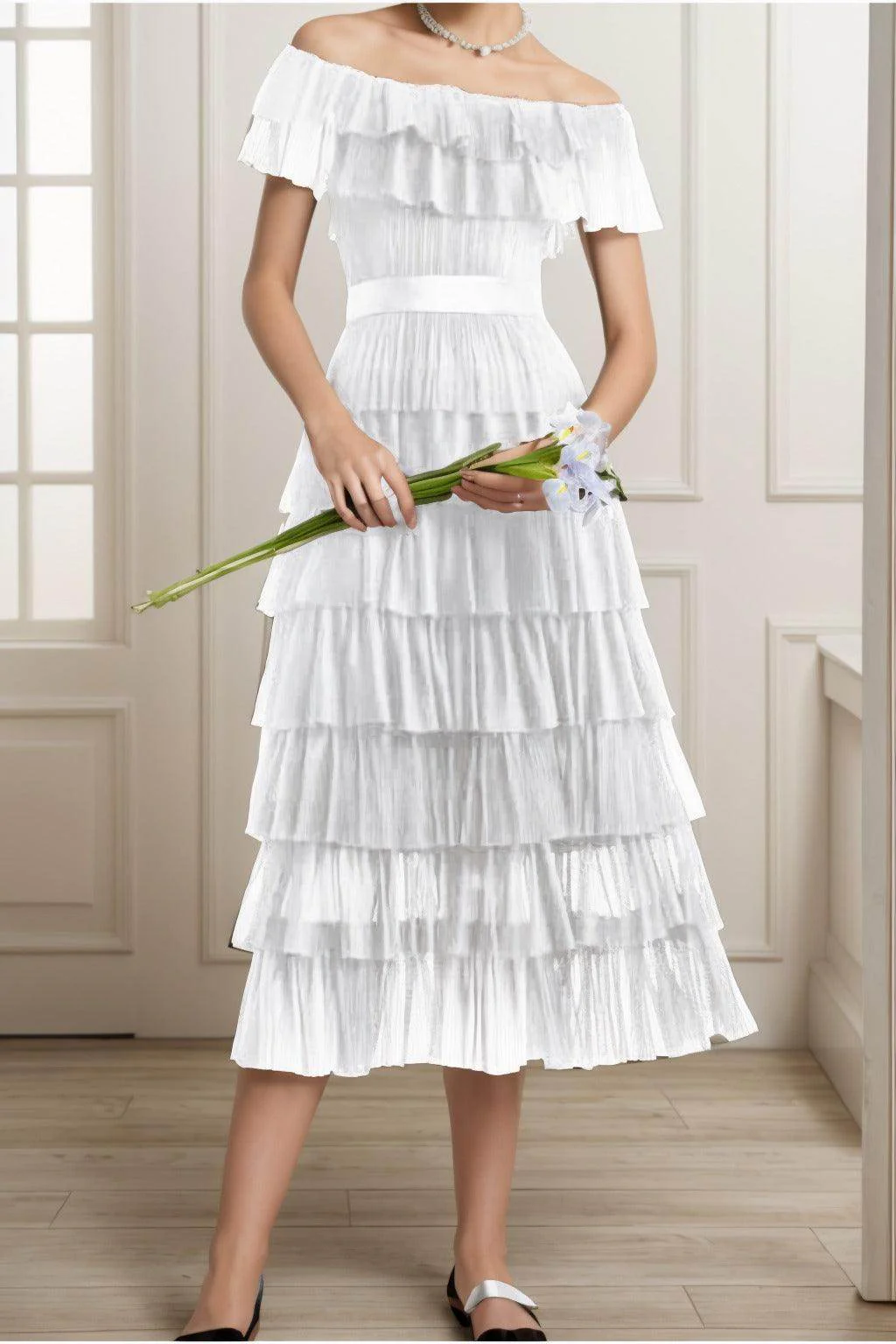A-Line Tea Length Tulle Graduation Dresses CS0557