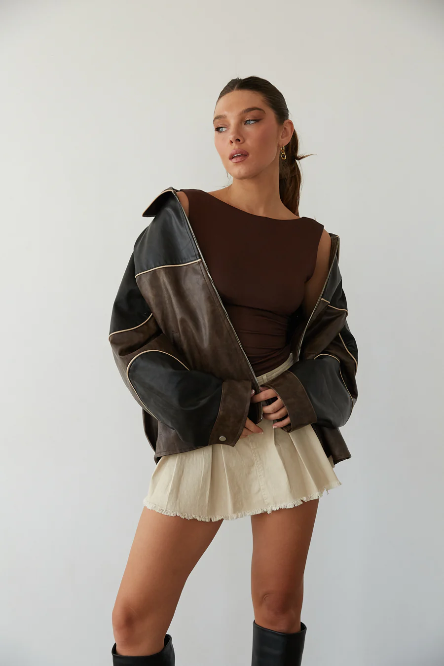 Roxy Faux Leather Bomber Jacket - luluinthesky