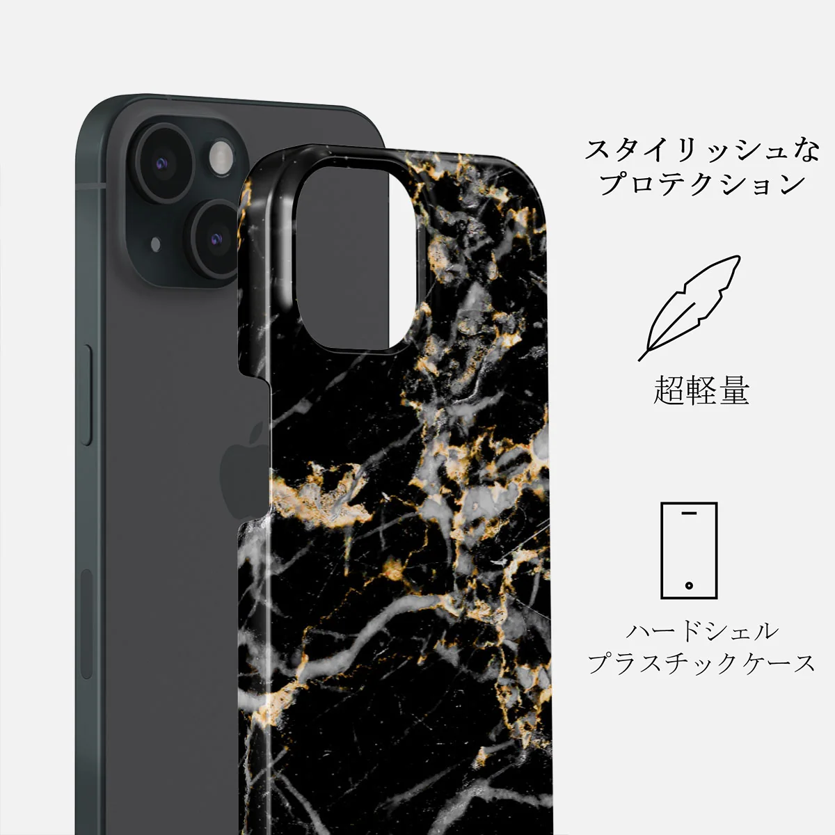 Make A Wish - Gold Marble iPhone 15 Plus ケース