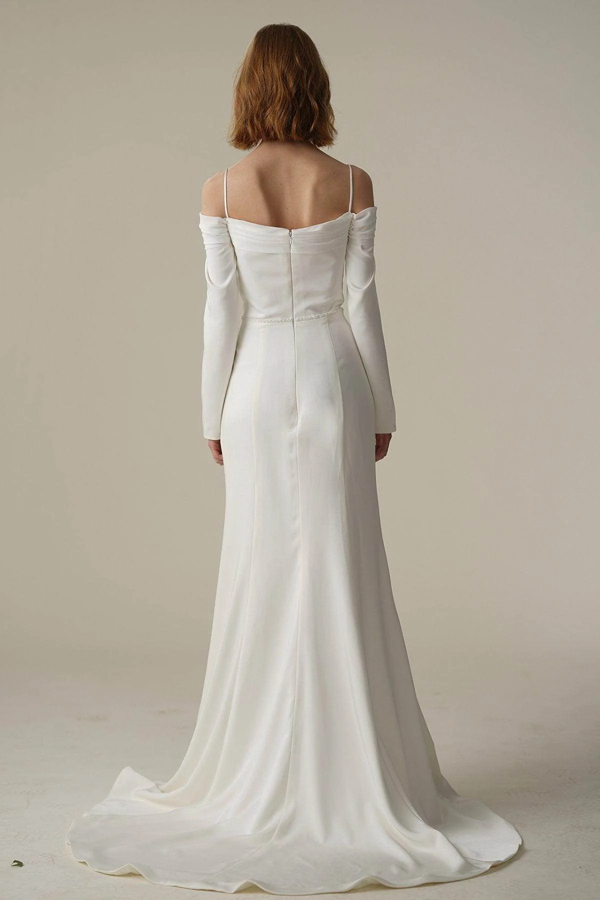 Trumpet-Mermaid Court Train Satin Wedding Dress CW3088