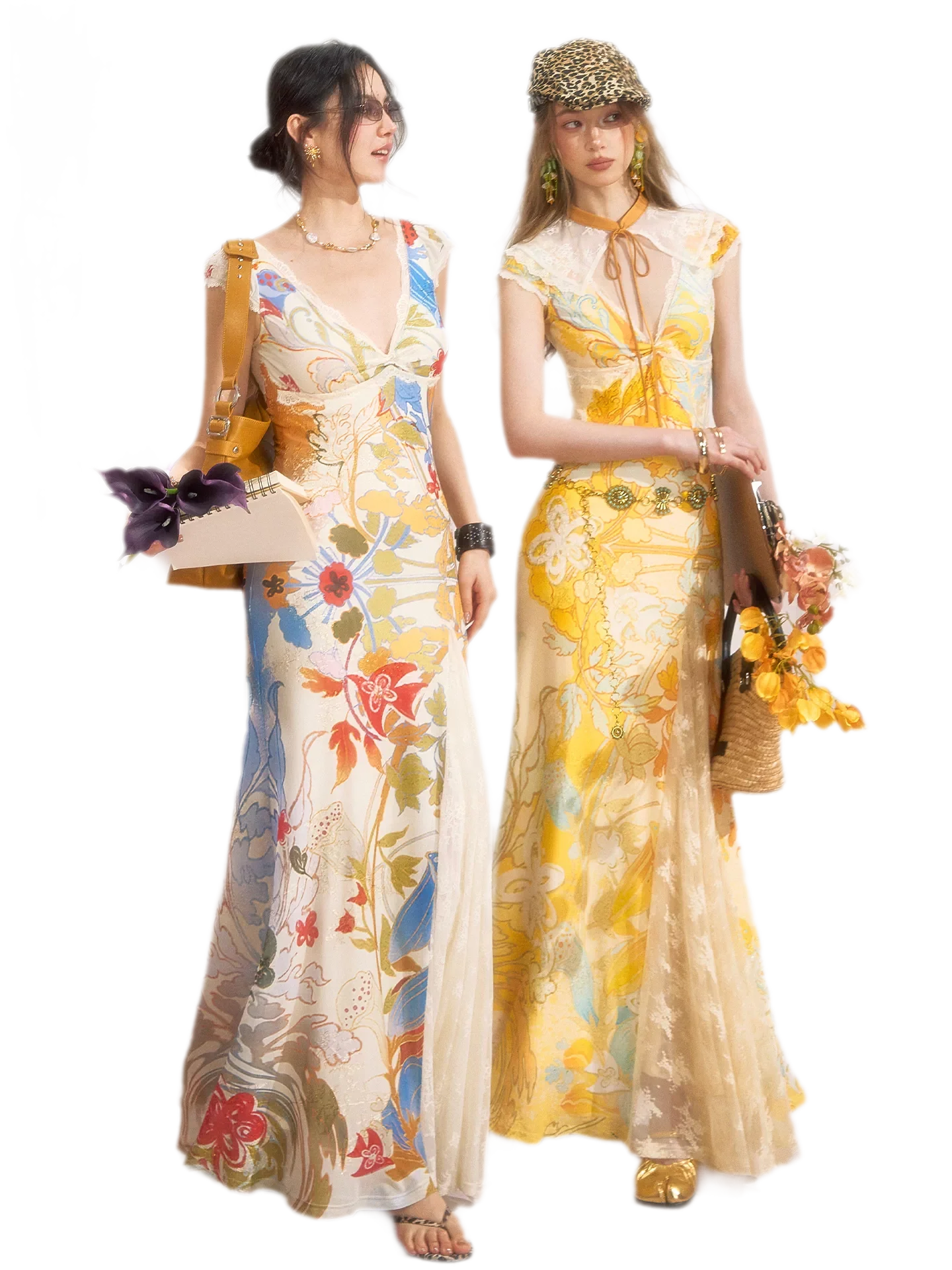 Gold Embroidered Lace Tea Dress