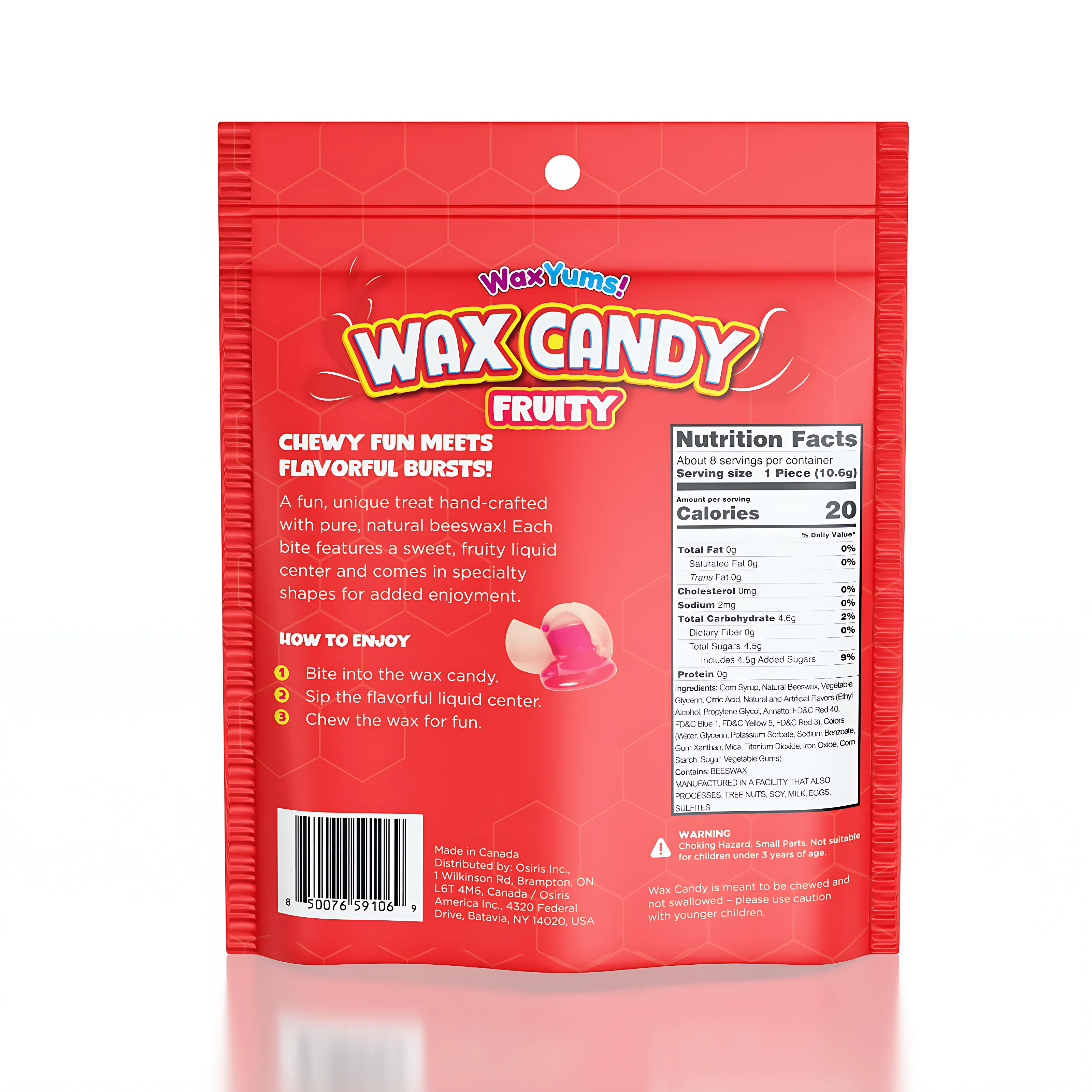 WaxYums! Chewy Gushing Fruity Wax Candy Bag 85g (3oz)