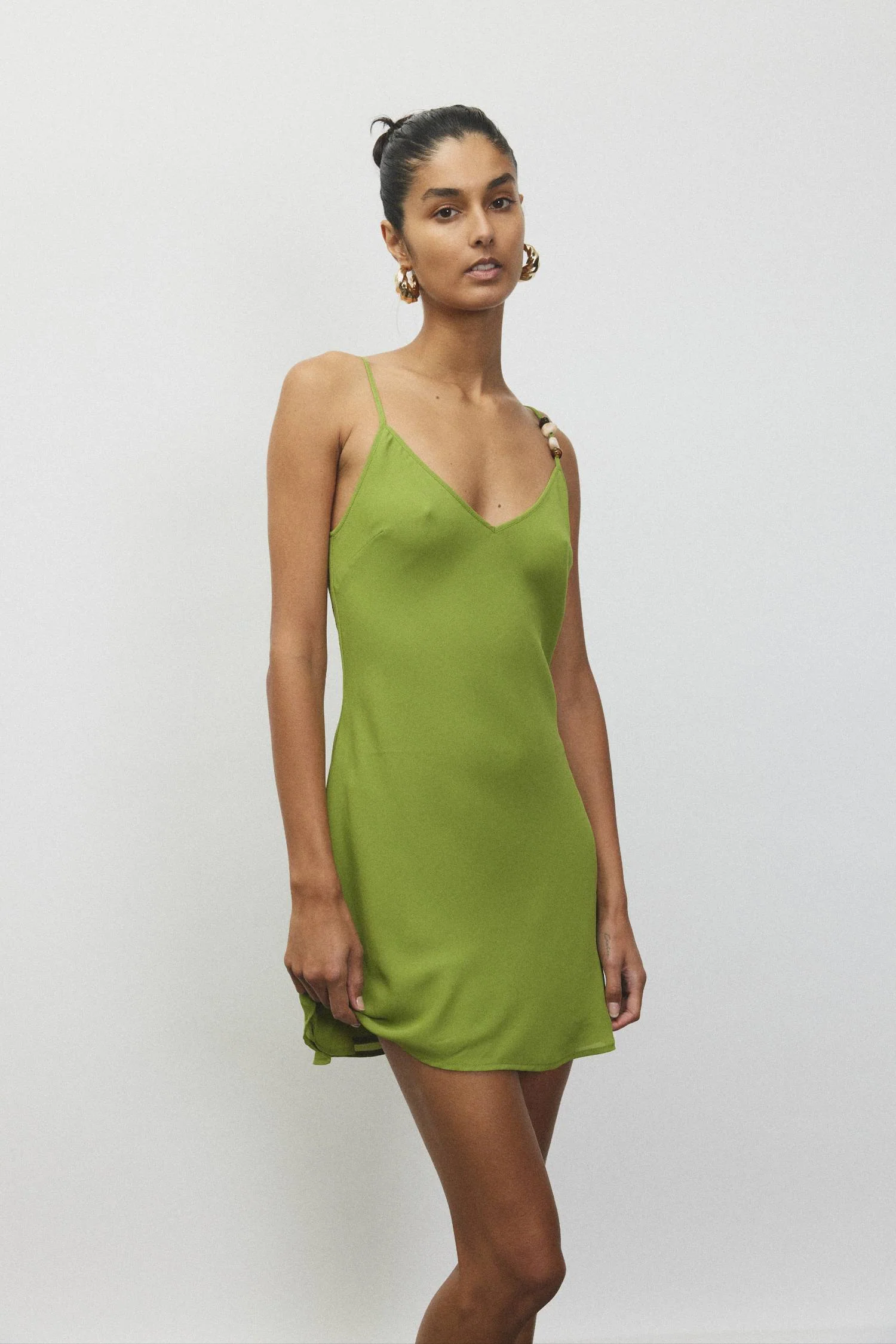 Georgette Mini Dress | Beaded Emerald