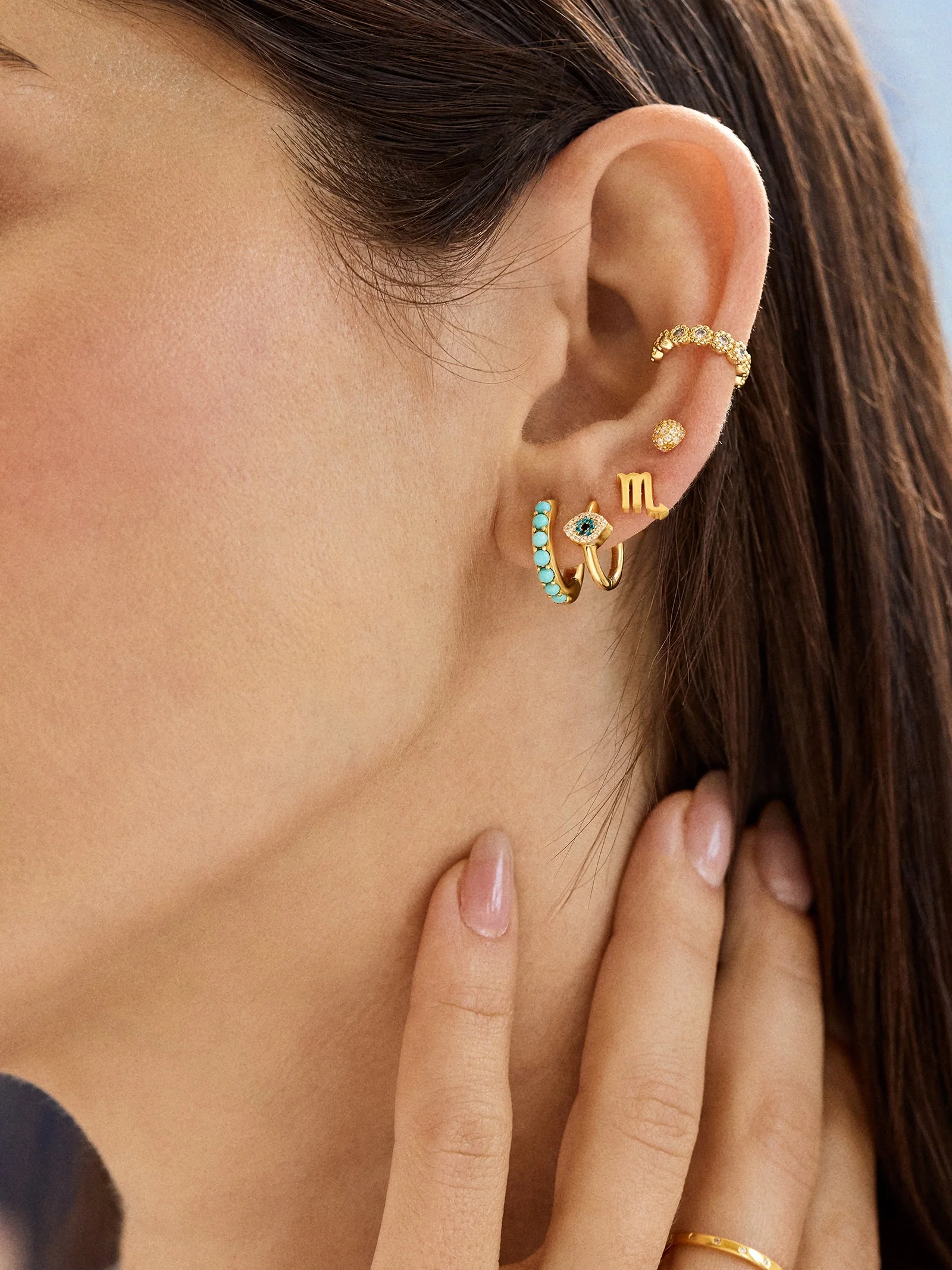 14K Gold Evil Eye Earrings - Pavé Evil Eye