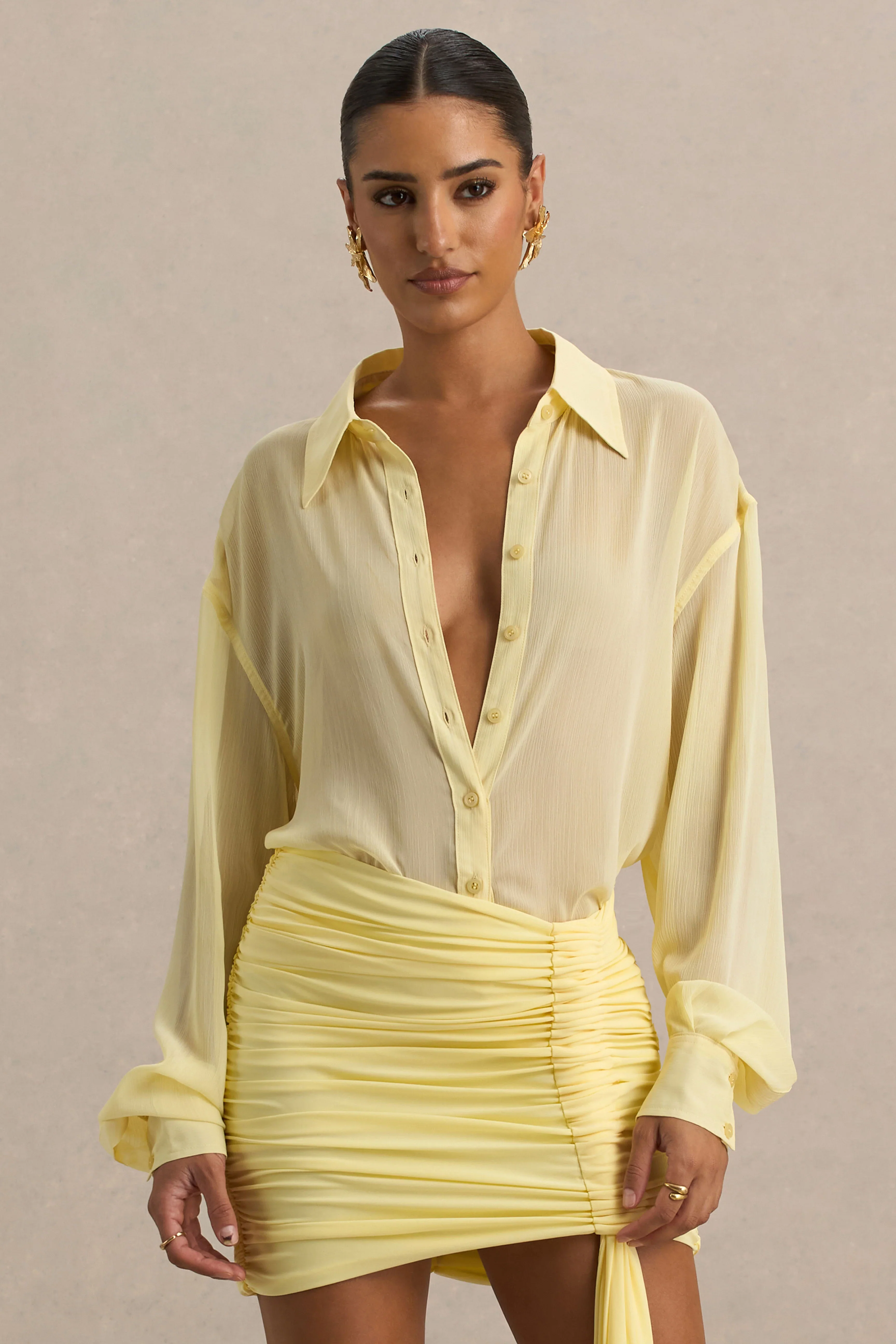 Zinna | Lemon Plunge-Neck Shirt