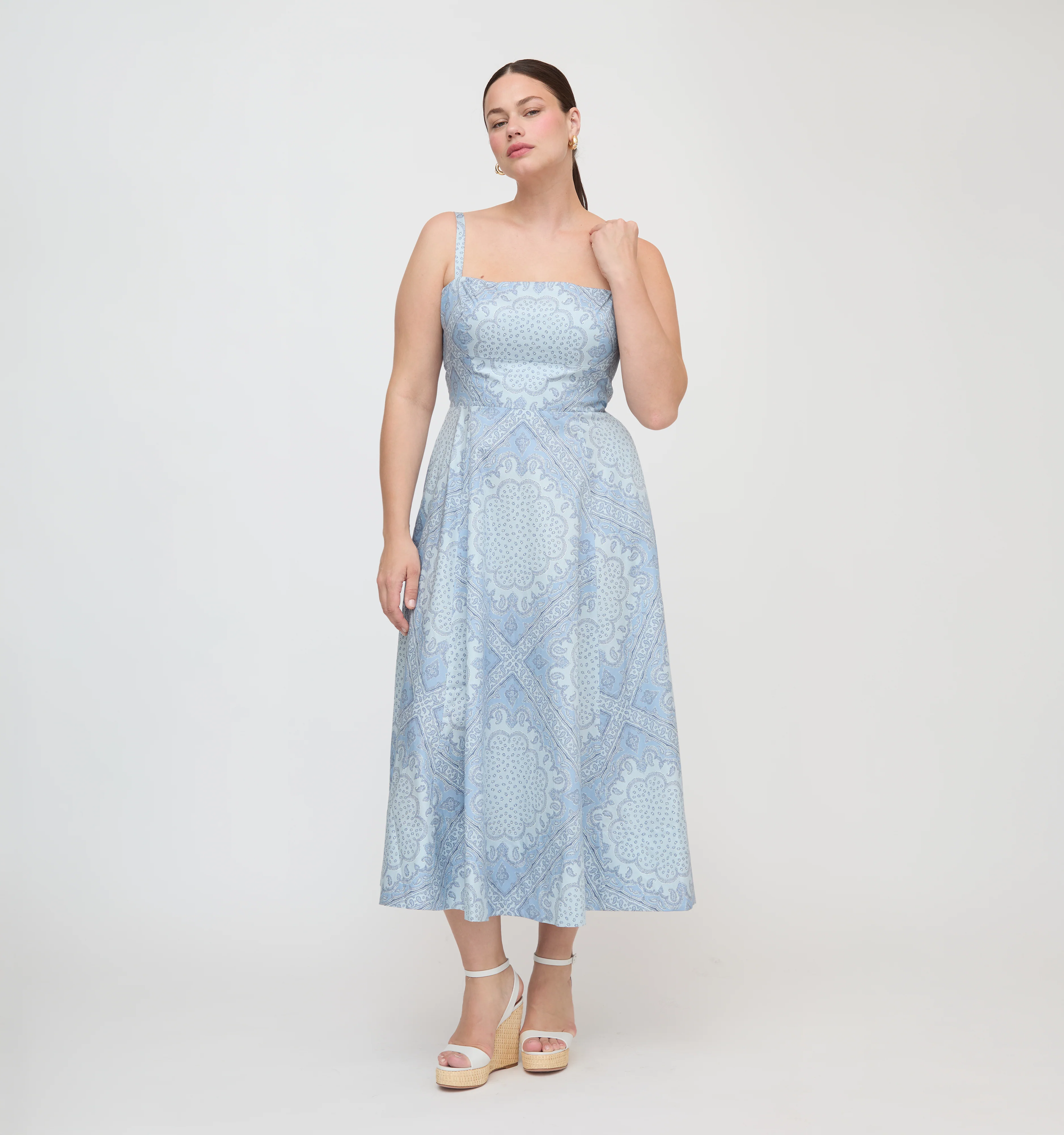 The Margot Dress - Dusty Blue Paisley Scarf