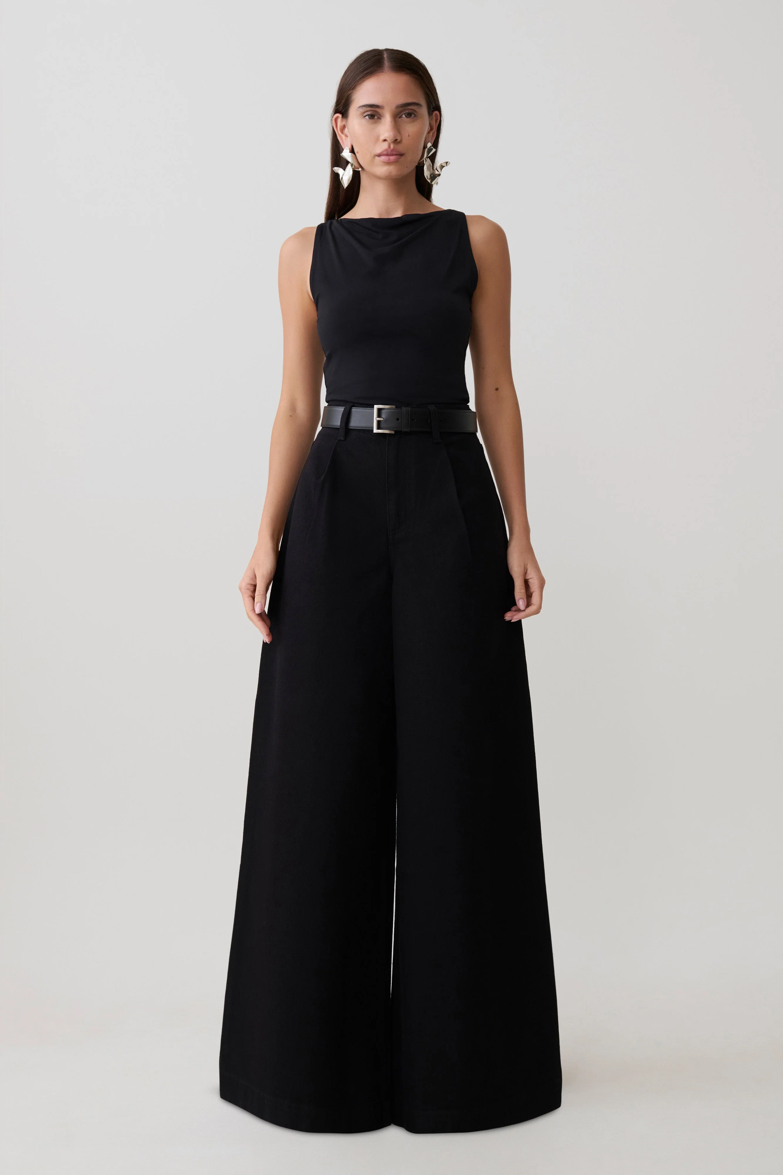 Bobby Oversized Jean With Front Pleat - Black