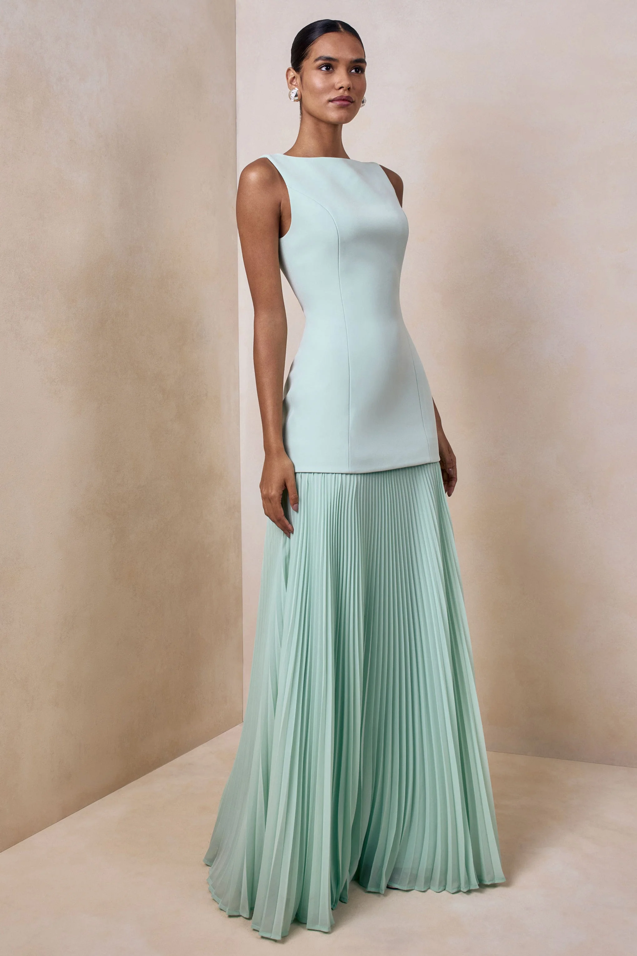 Hadley | Sage Boat-Neck Maxi Dress With Drop-Waist