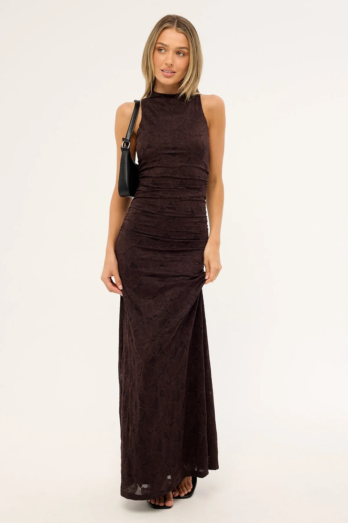 Perfect Stranger Sacha High Neck Maxi Dress Brown