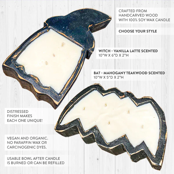 Halloween Wooden Bowl Scented Candle, Choose Your Style