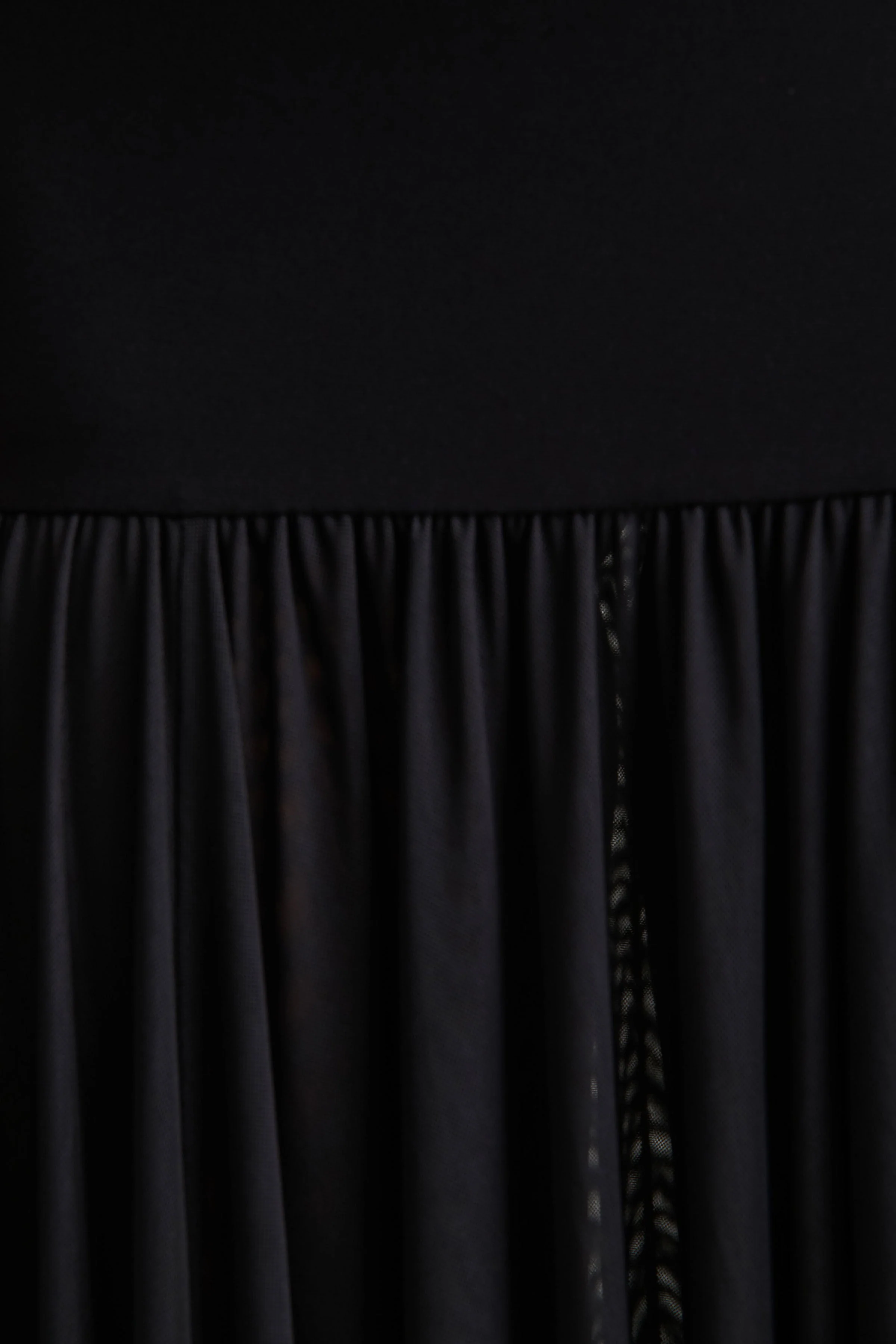 Gigi | Black High-Neck Maxi Dress With Drop-Waist And Sheer Skirt