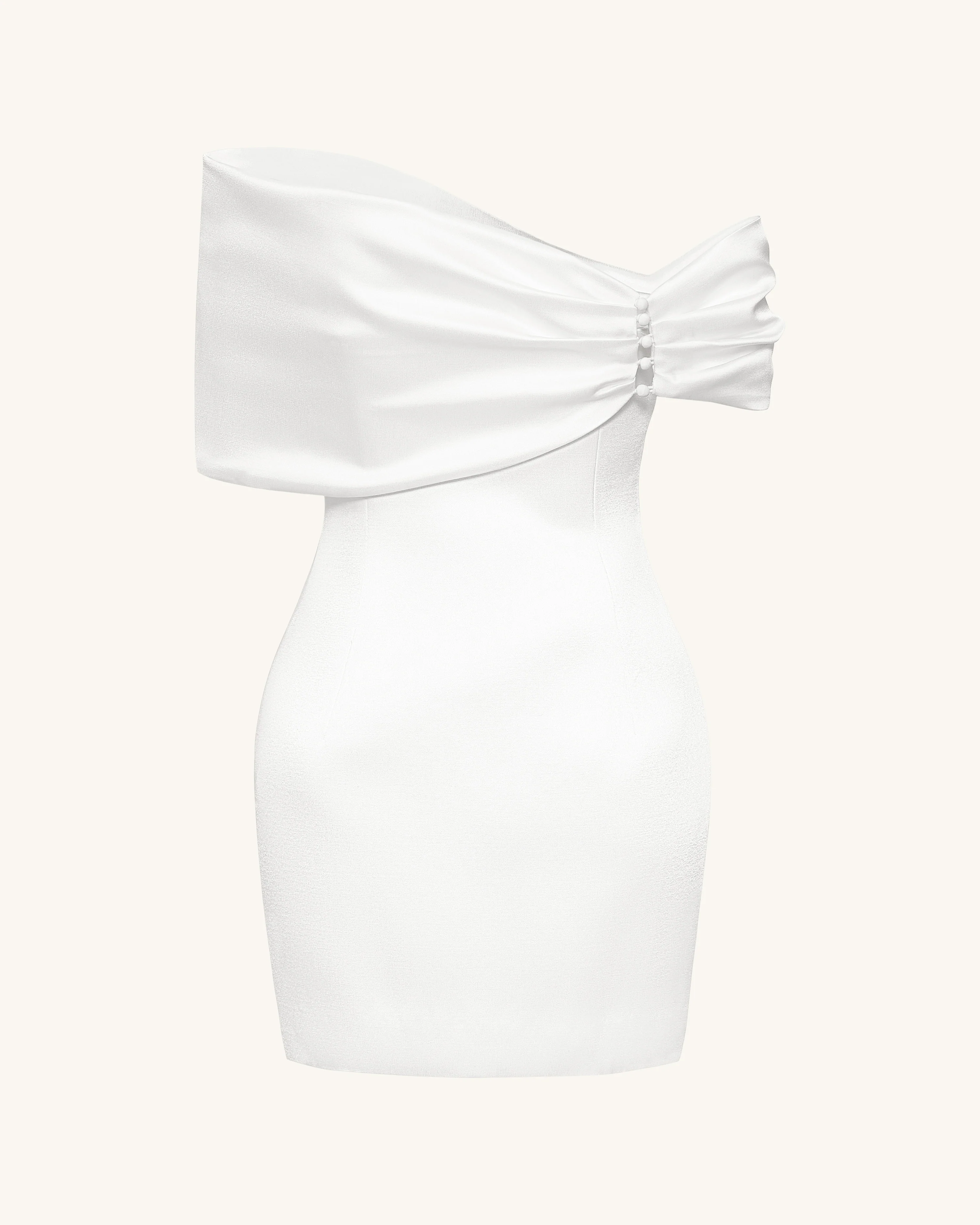 Satin Asymmetric Bow Mini Dress - White - luluinthesky