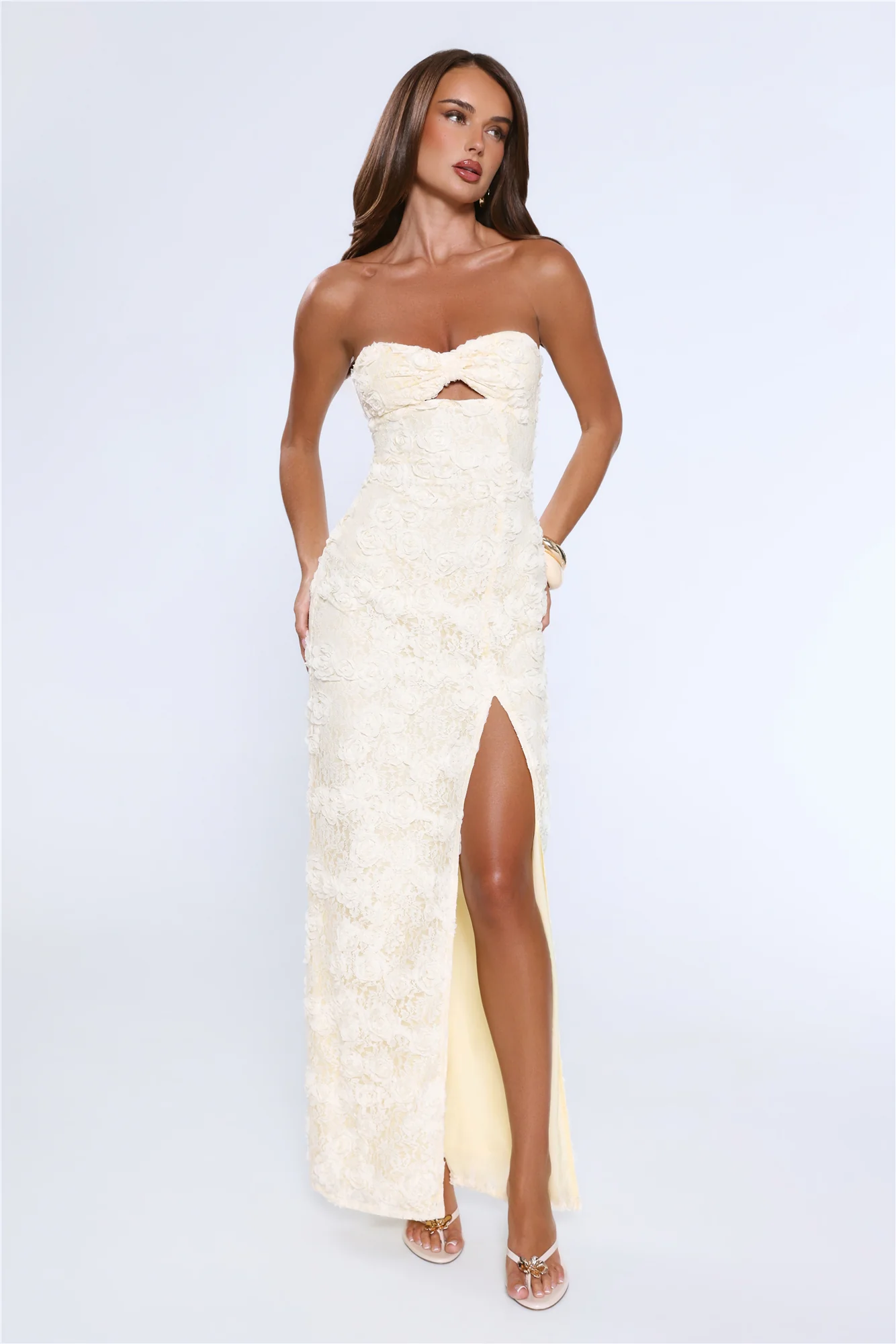Roselight Aura Strapless Maxi Dress Yellow