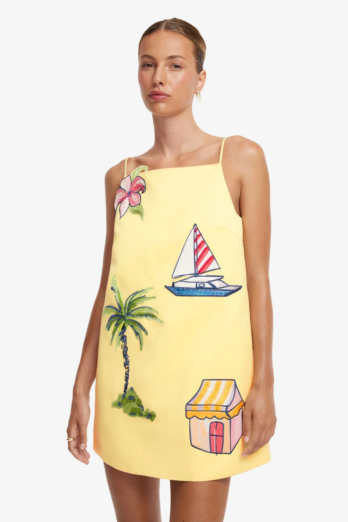 Leia Embroidered Mini Dress - Havana Print - luluinthesky