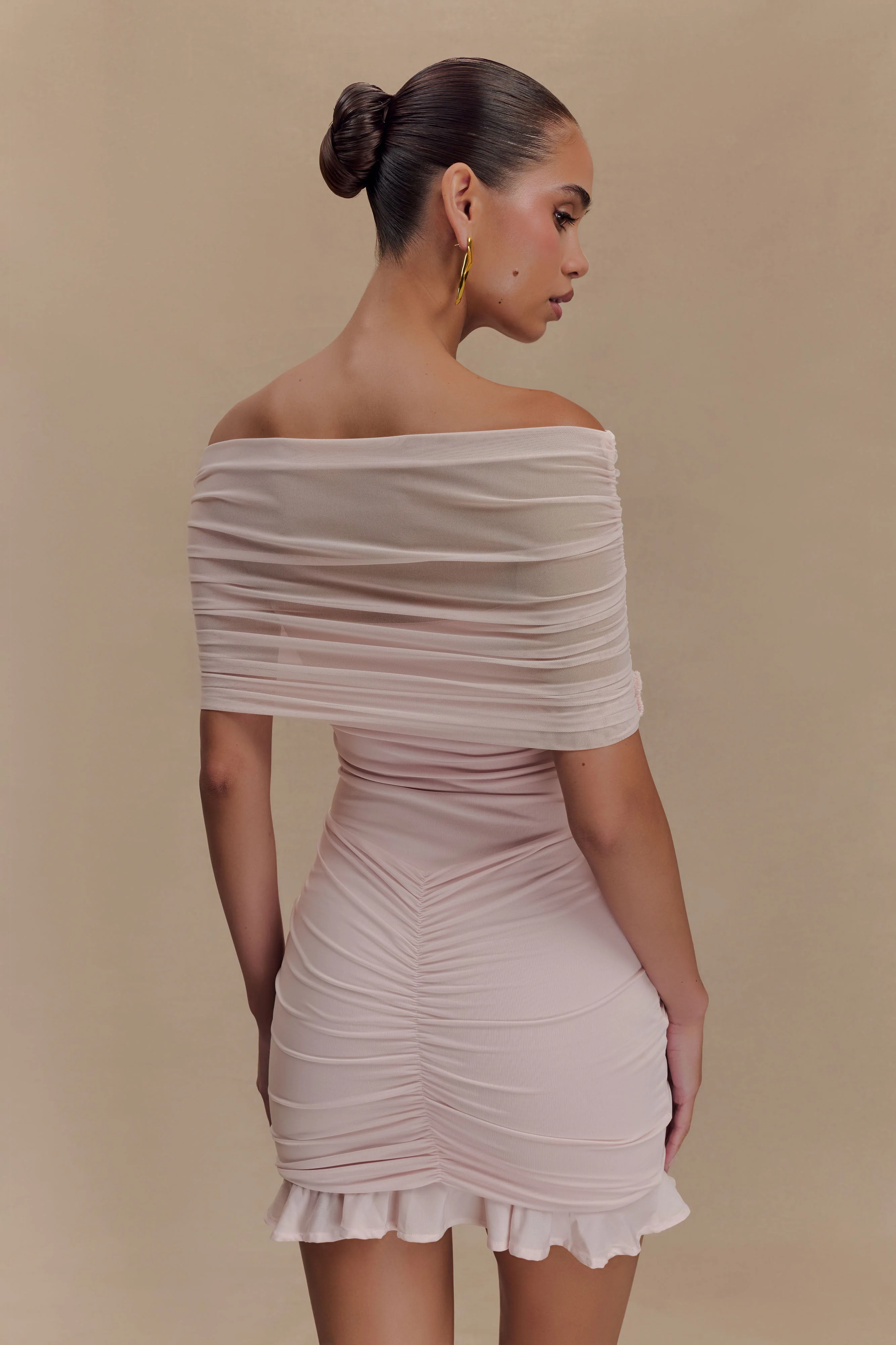Caspian-Slinky-And-Mesh-Off-Shoulder-Mini-Dress-Pale-Pink