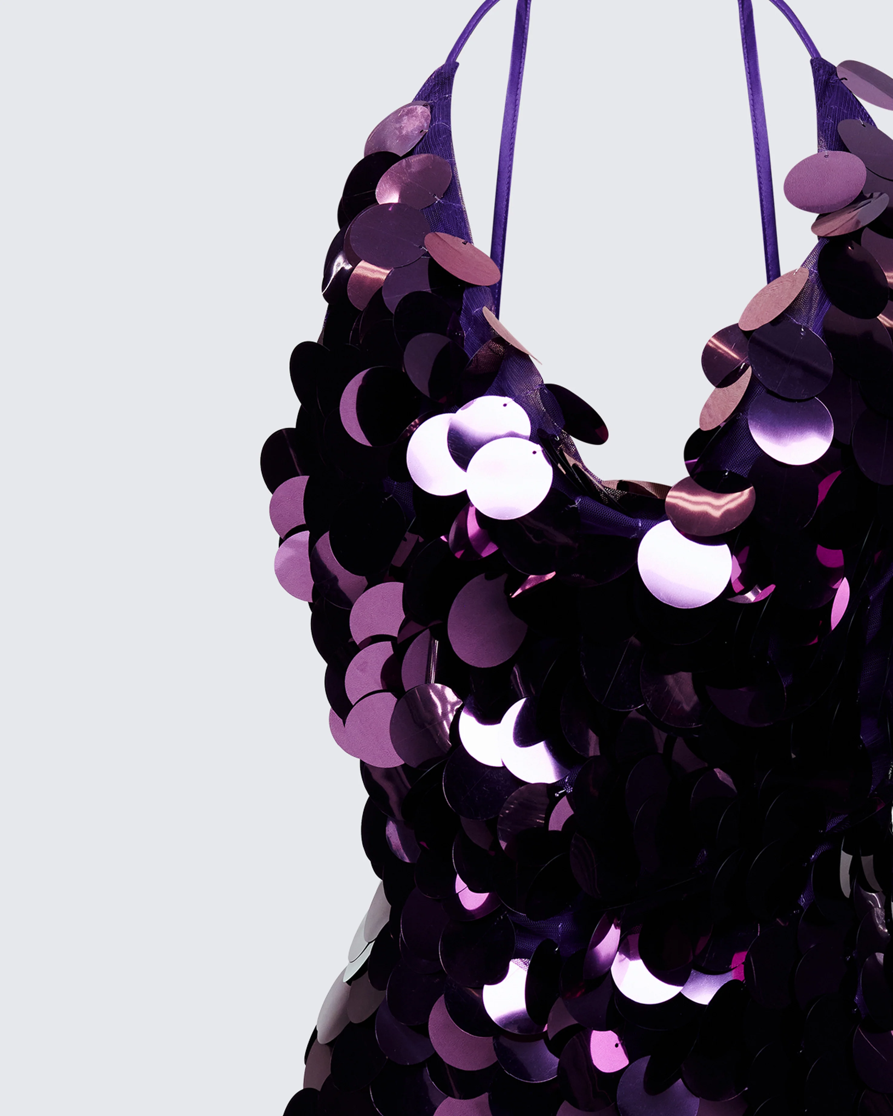 Deanah Purple Disc Sequin Mini Dress