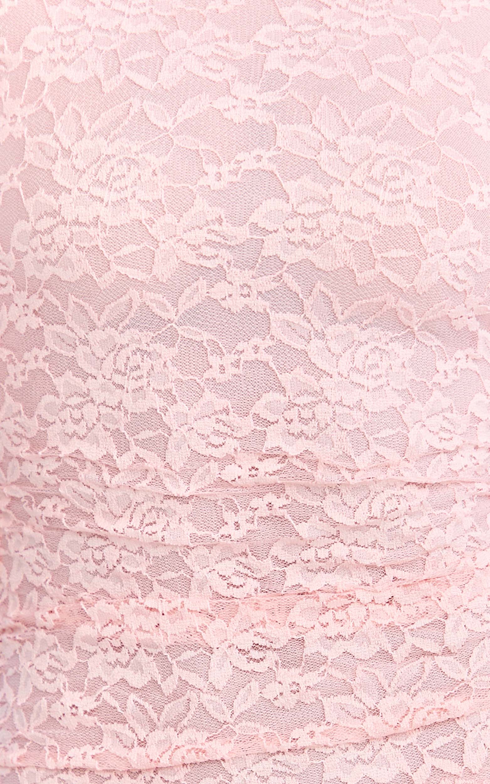 Kyra Mini Dress - Long Flare Sleeve High Neck Lace Dress in Light Pink