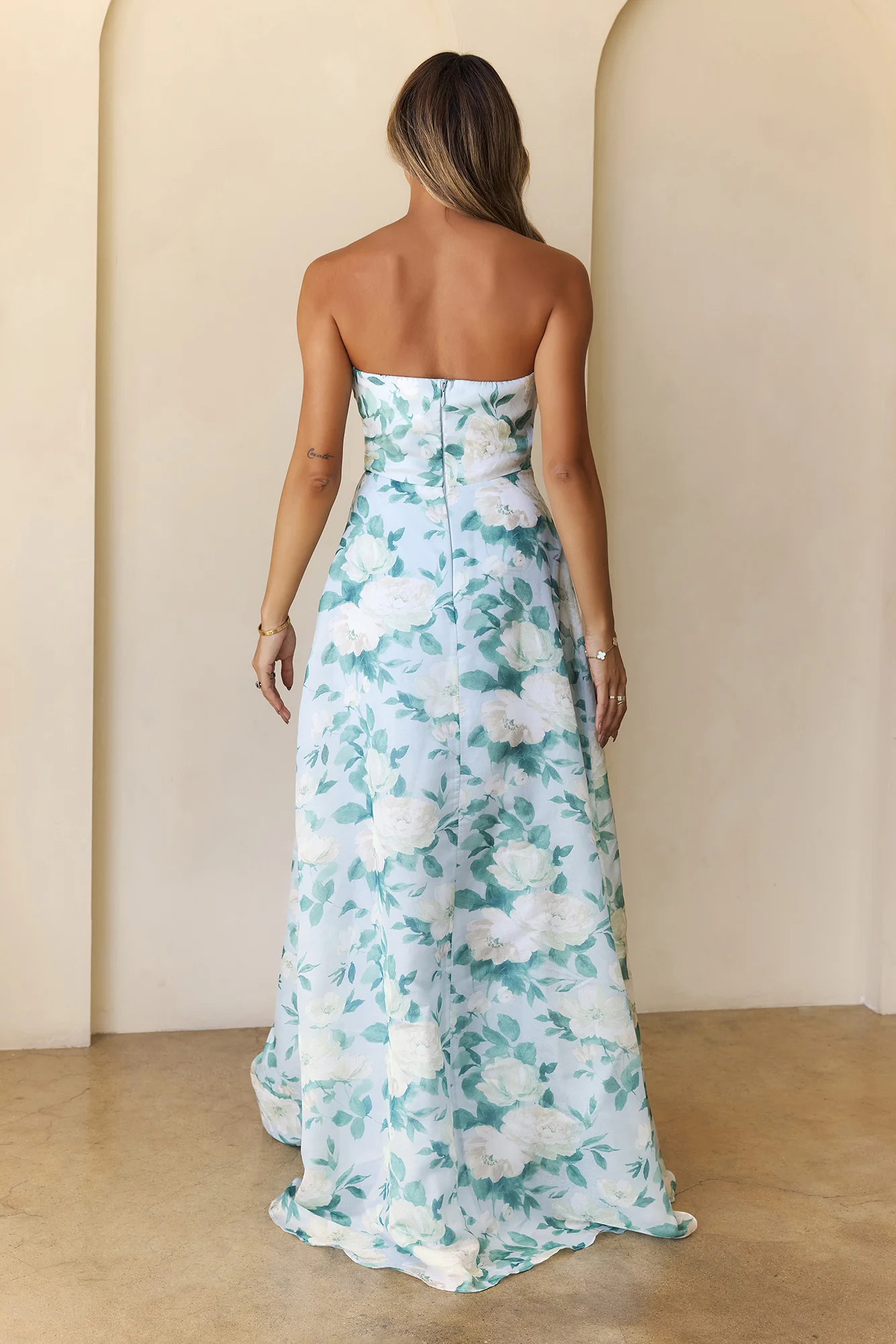 Elegant Essence Strapless Maxi Dress Blue